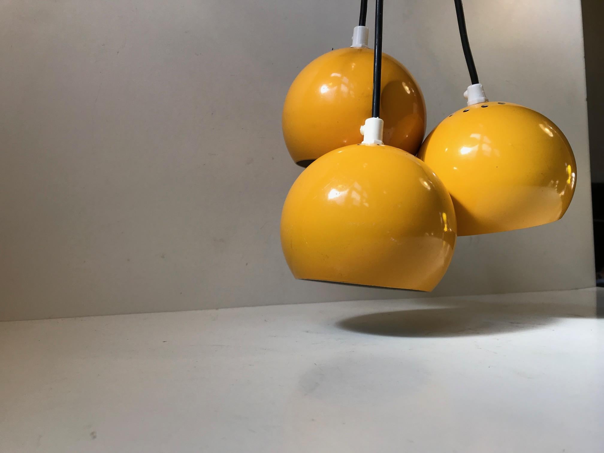 Space Age Yellow Cluster Pendant Light by E. S. Horn, 1960s In Good Condition In Esbjerg, DK
