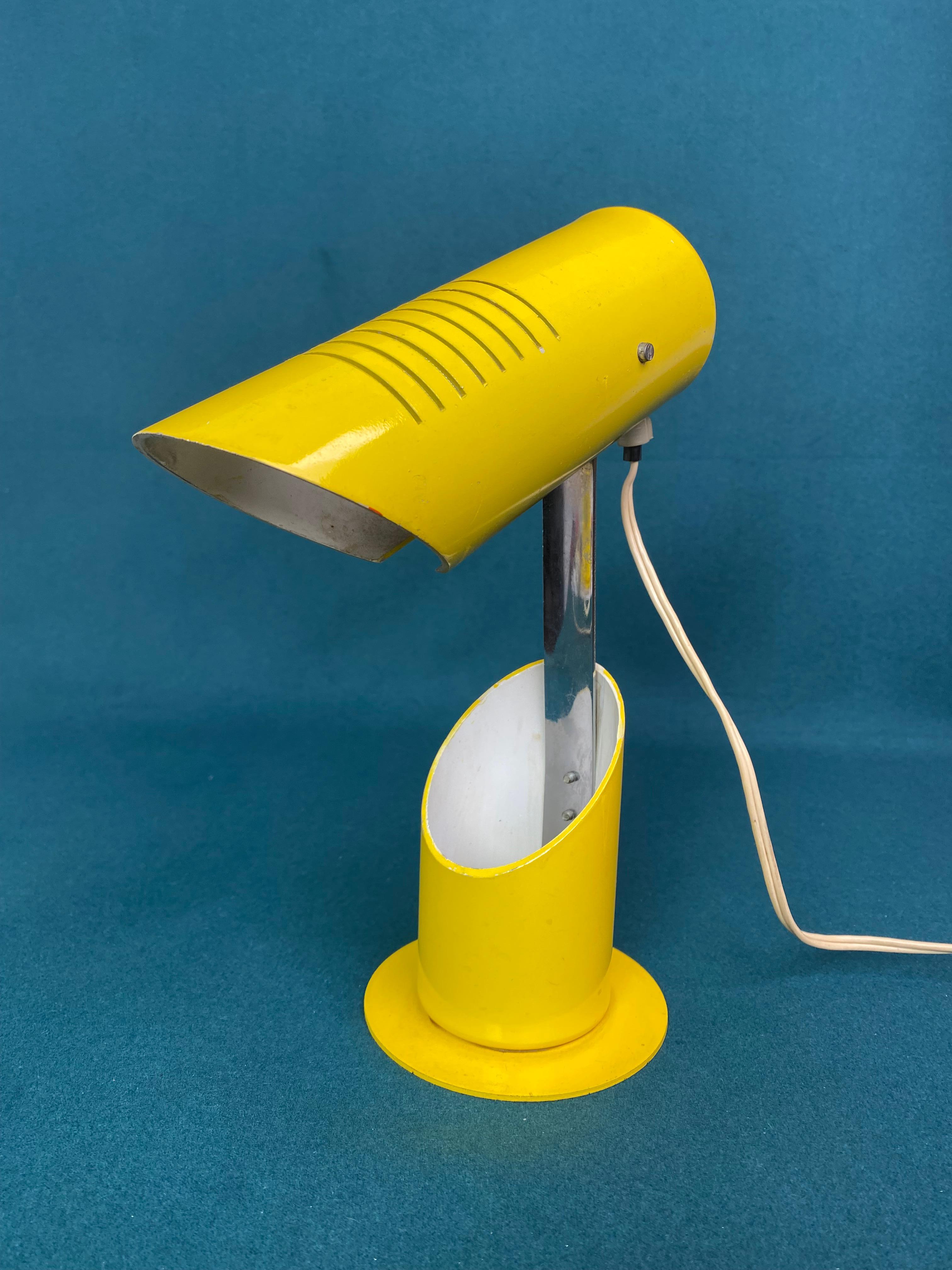 Mid-20th Century Space age yellow Szarvasi bedside table lamps