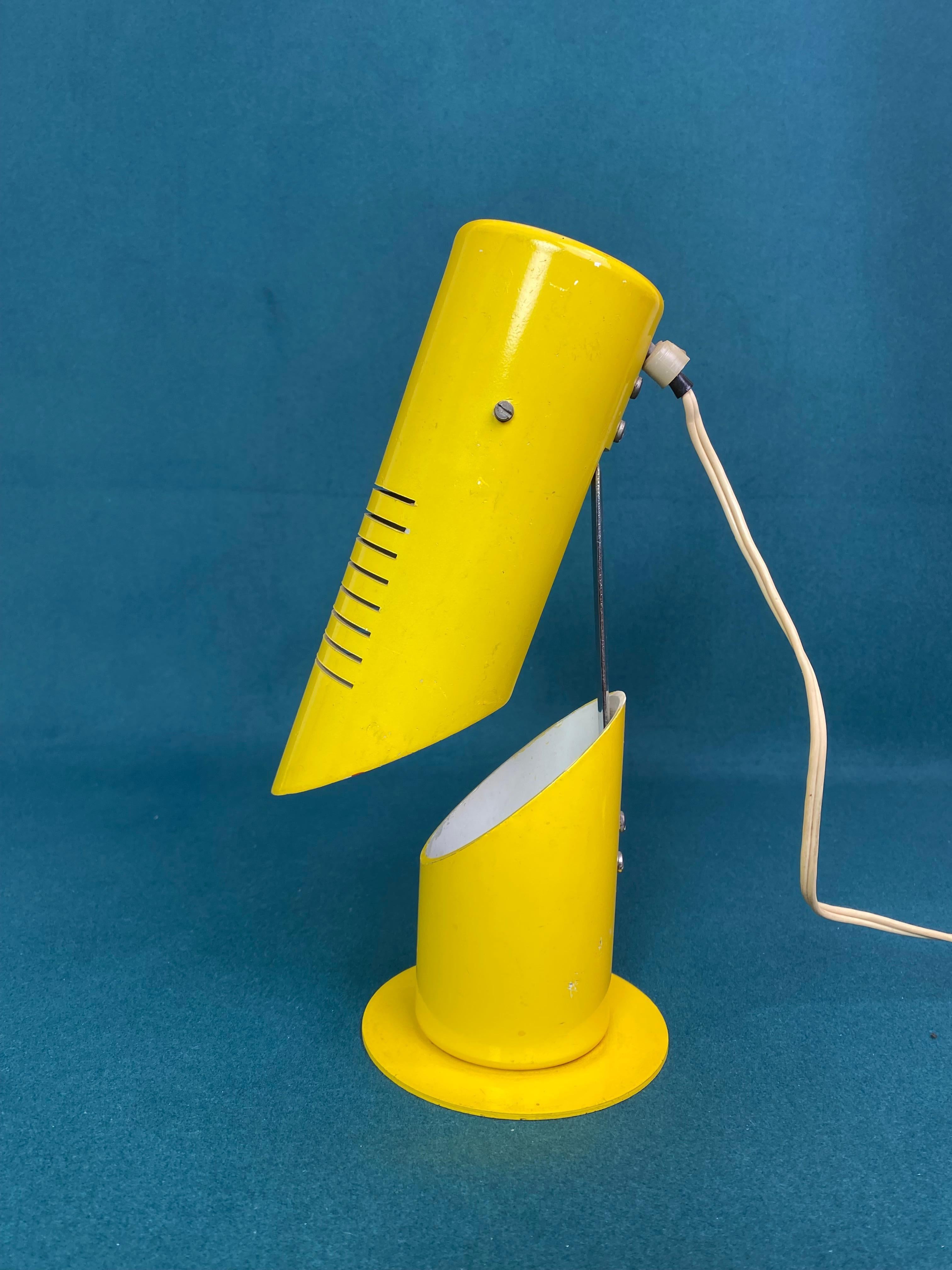 Metal Space age yellow Szarvasi bedside table lamps