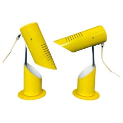 Space age yellow Szarvasi bedside table lamps