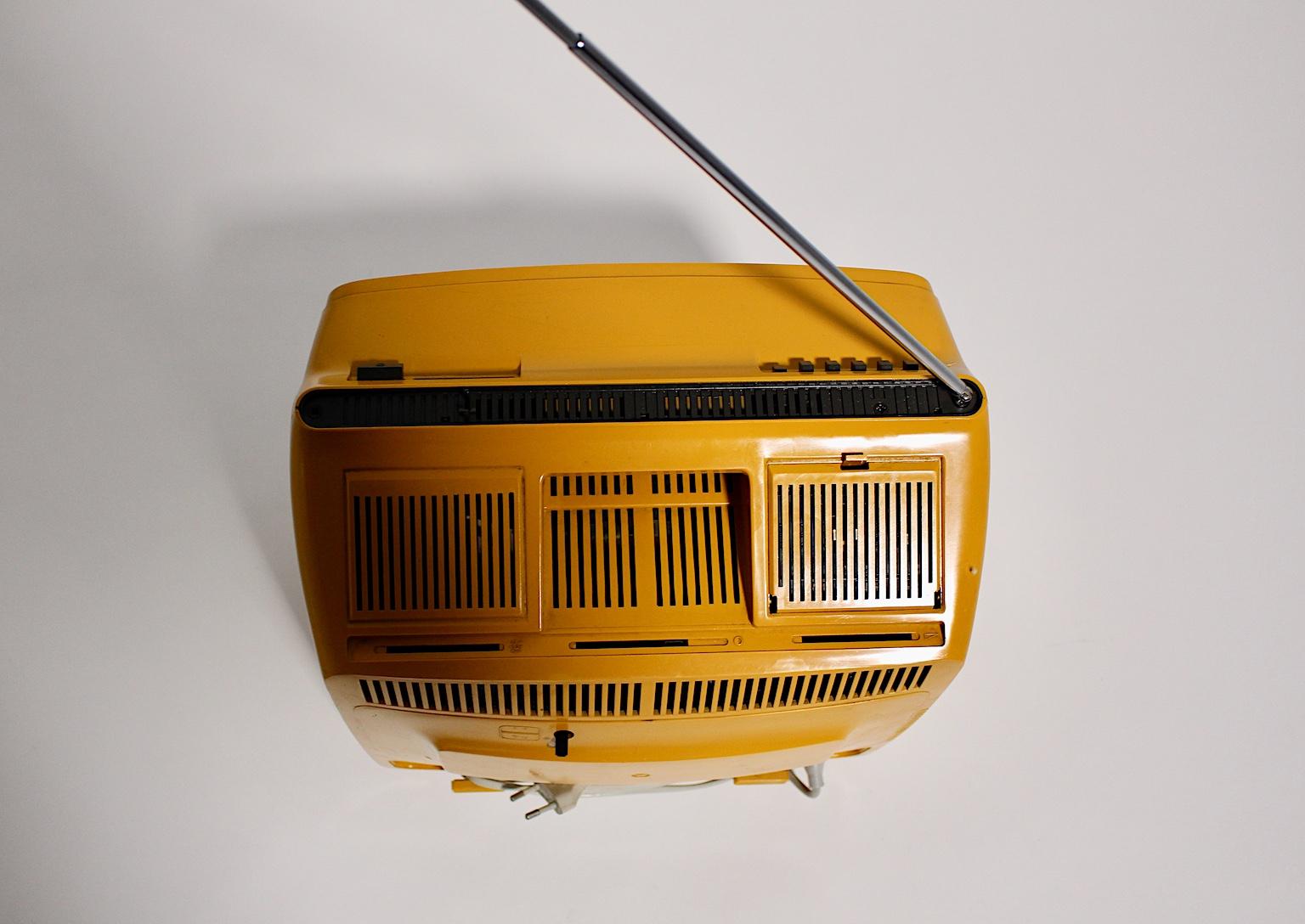 Space Age Yellow Vintage Plastic Television Hornyphon, 1970s, Austria For Sale 2