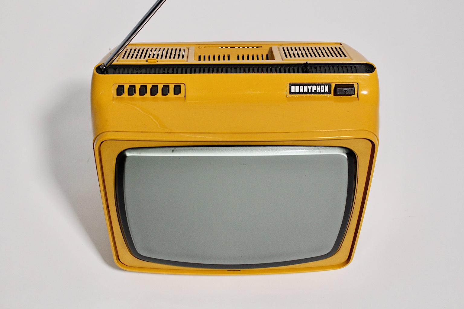 Late 20th Century Space Age Yellow Vintage Plastic Television Hornyphon, 1970s, Austria For Sale