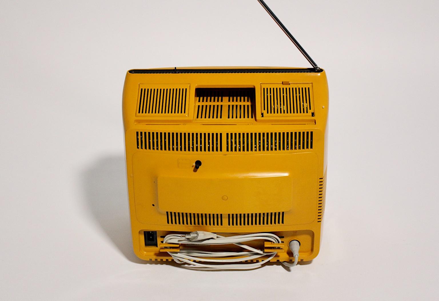 Space Age Yellow Vintage Plastic Television Hornyphon, 1970s, Austria For Sale 1
