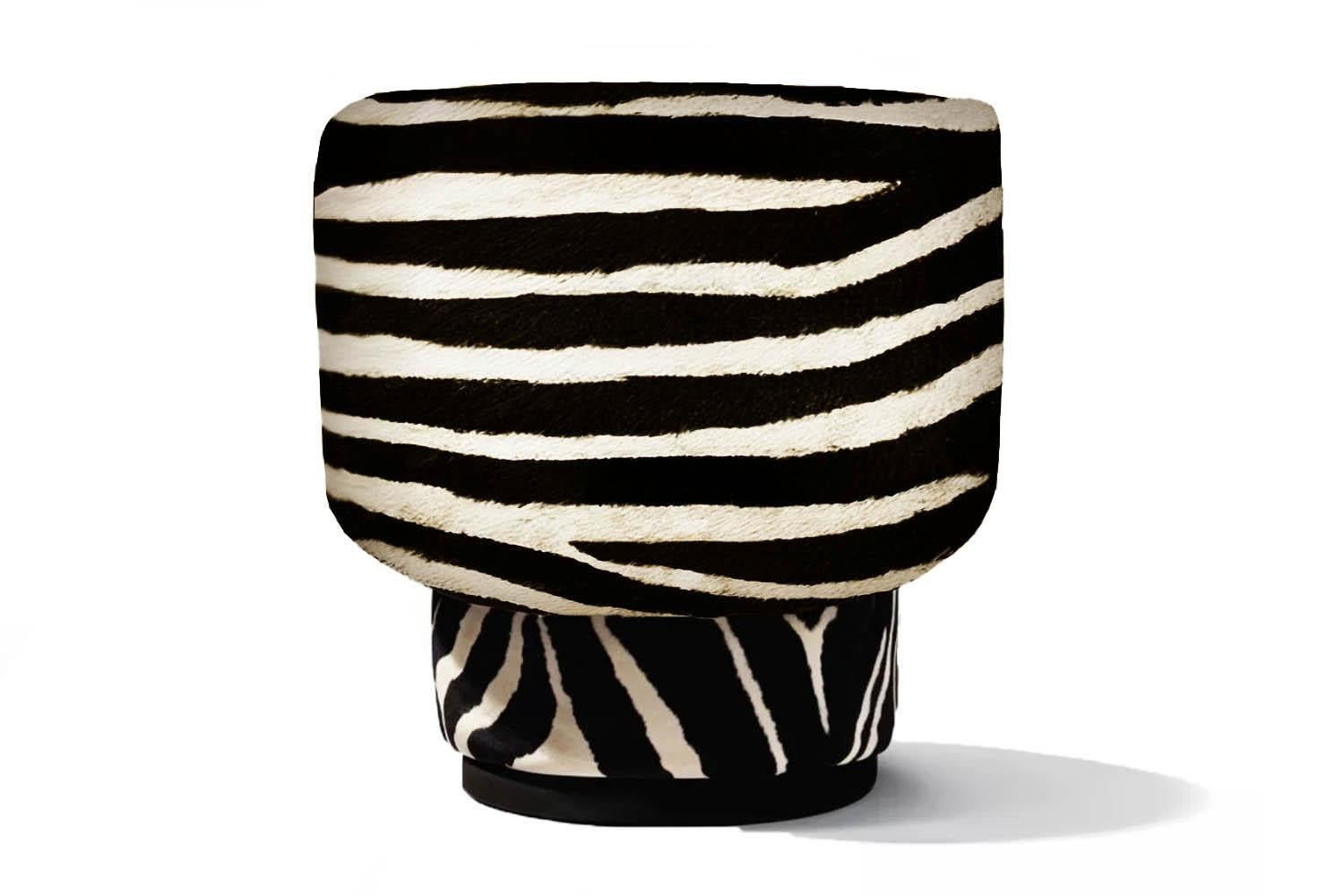 Spanish Space Age Zebra Furry Velvet Accent Chair Caos For Sale