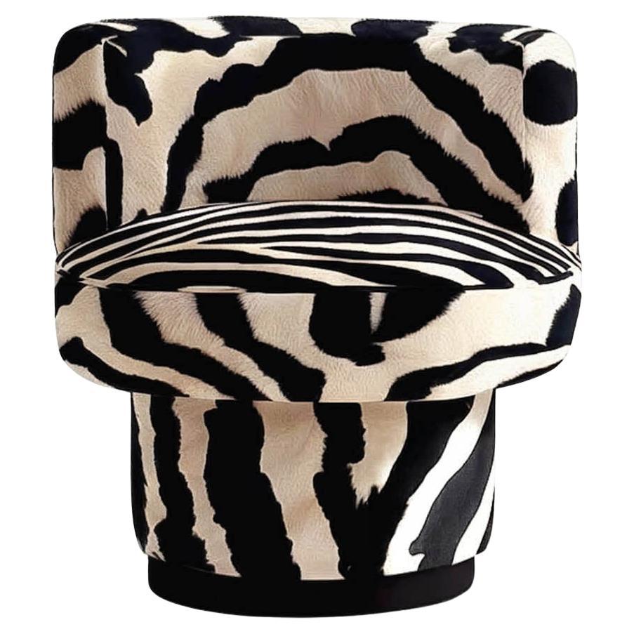 Space Age Zebra Furry Velvet Accent Chair Caos