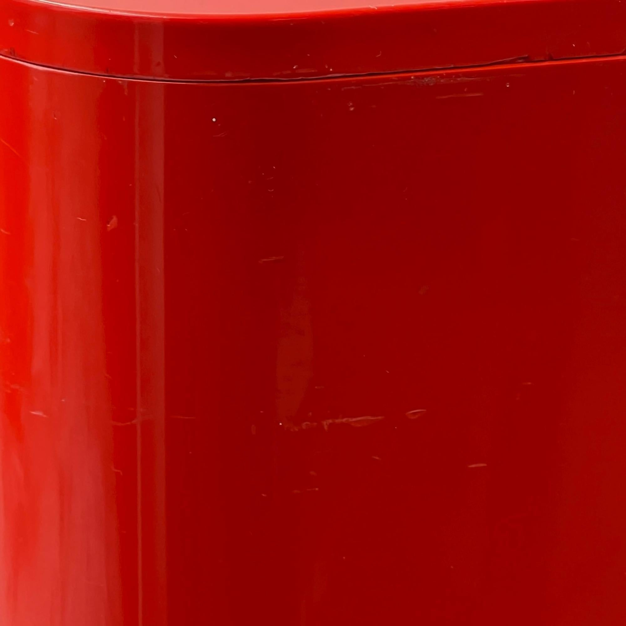 Plastic Space Age70s Red Table with Container DIME by Marcello Siard for Longato For Sale