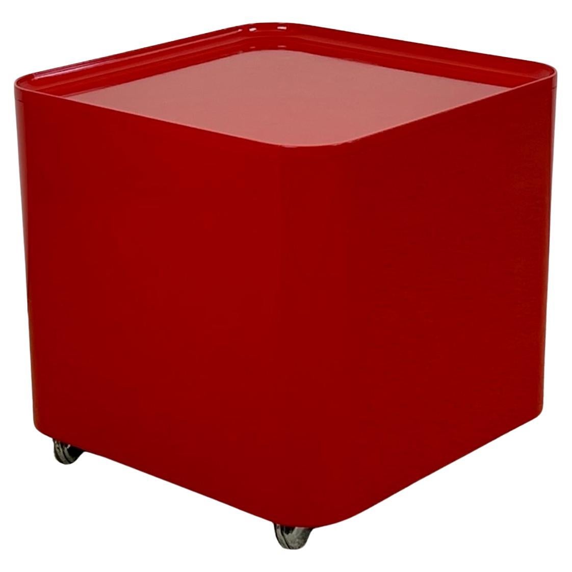 Space Age70s Red Table with Container DIME by Marcello Siard for Longato For Sale