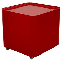 Vintage Space Age70s Red Table with Container DIME by Marcello Siard for Longato