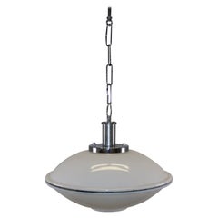 Space Agt UVO White Hanging Lamp Italian Design, 1970