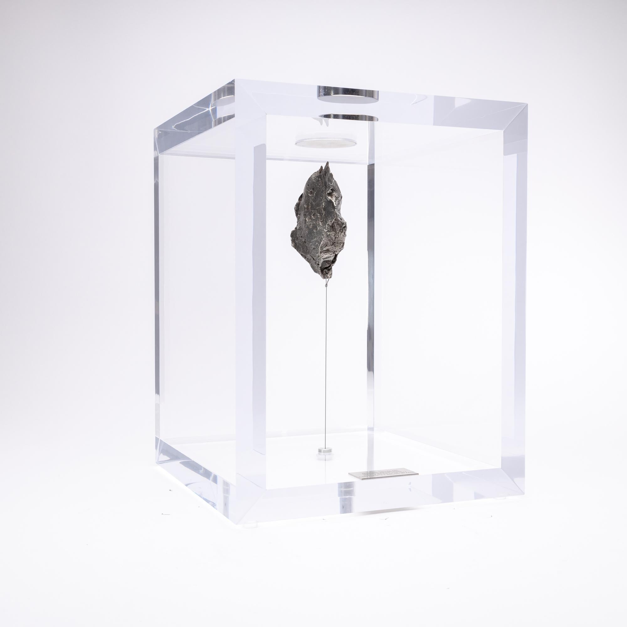 Organic Modern Space Box, Russian Sikhote Alin Meteorite in Acrylic Box by Ernesto Duran