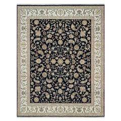Space Cadet Blue Hand Knotted Nain Design 250 KPSI Pure Wool Rug 7'9" x 10'0"