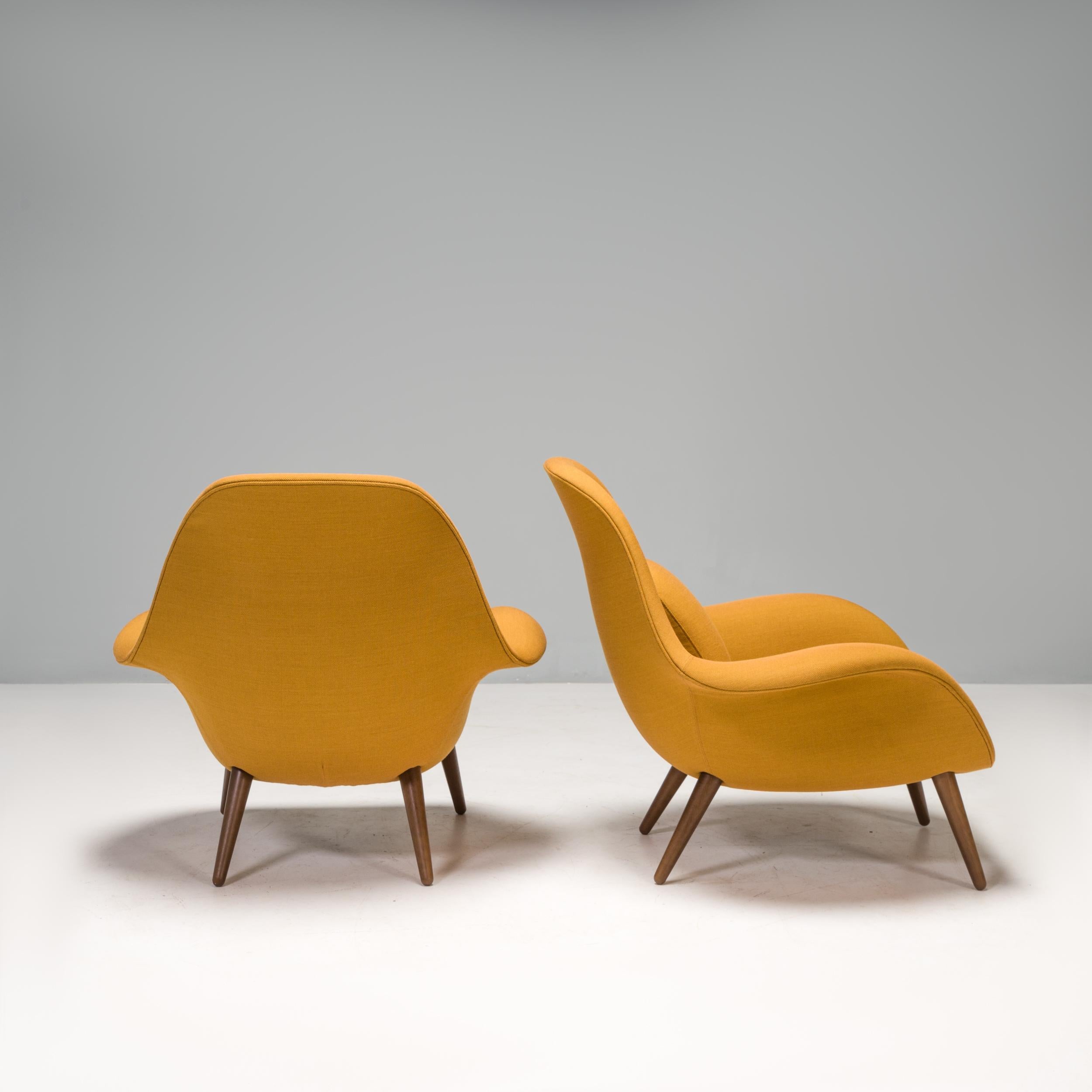 Space Copenhagen for Fredericia Mustard Yellow Swoon Lounge Armchairs, Set of 2 In Good Condition In London, GB