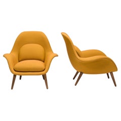 Space Copenhagen for Fredericia Mustard Yellow Swoon Lounge Armchairs, Set of 2