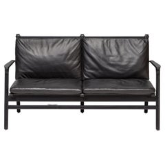 Space Copenhagen for Stellar Works Rén Black Leather and Oak 2 Seater Sofa