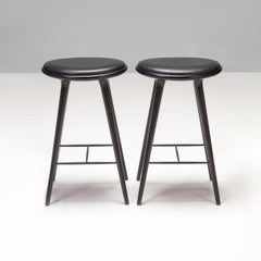 Space Copenhagen Mater Black Beech & Leather High Bar Stool, Set of 2