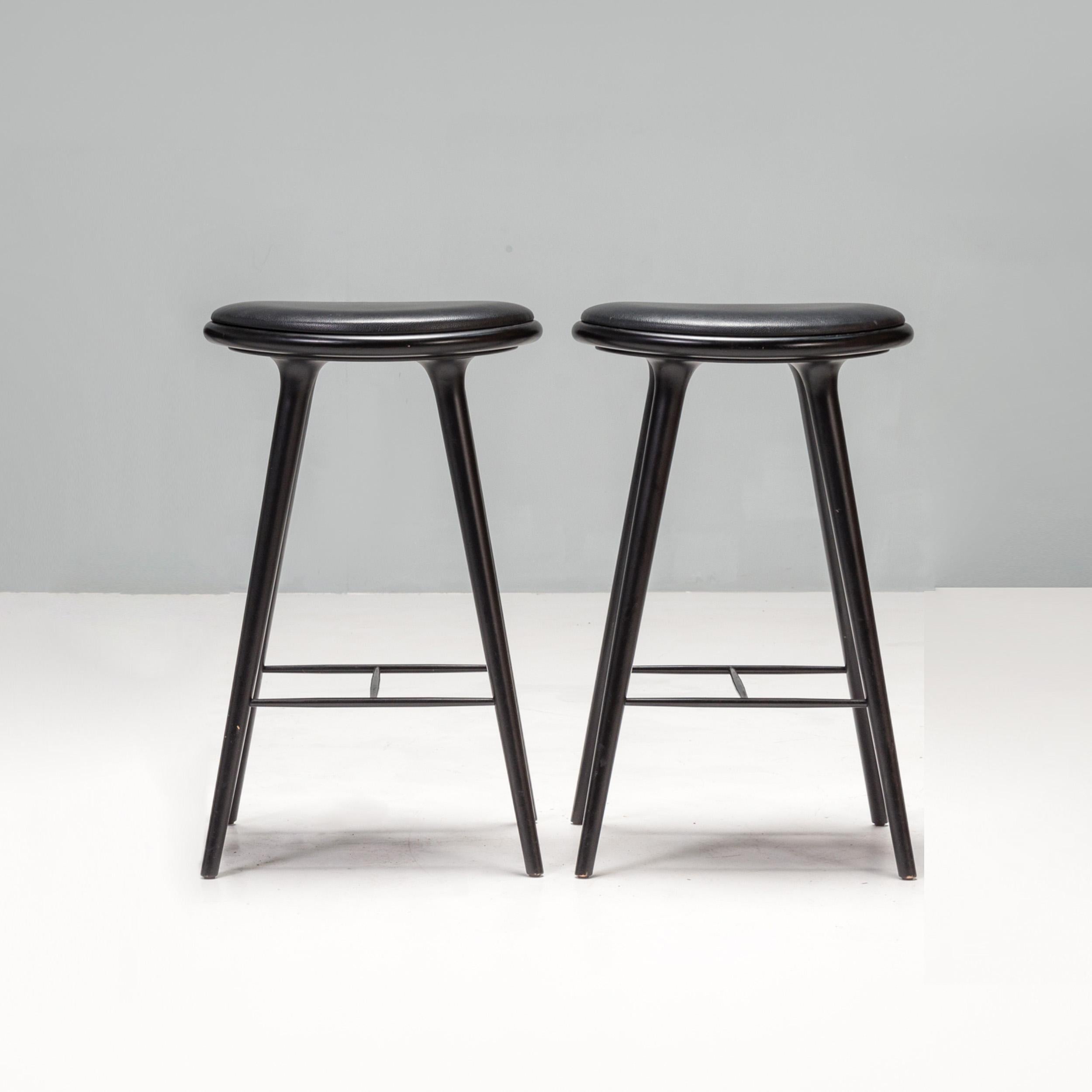 The high stool was designed by Space Copenhagen and manufactured.

The beechwood features a black lacquer stain and has an organic but Minimalist Silhouette with softly curved corners and sleek straight lines.

The stools are finished with black