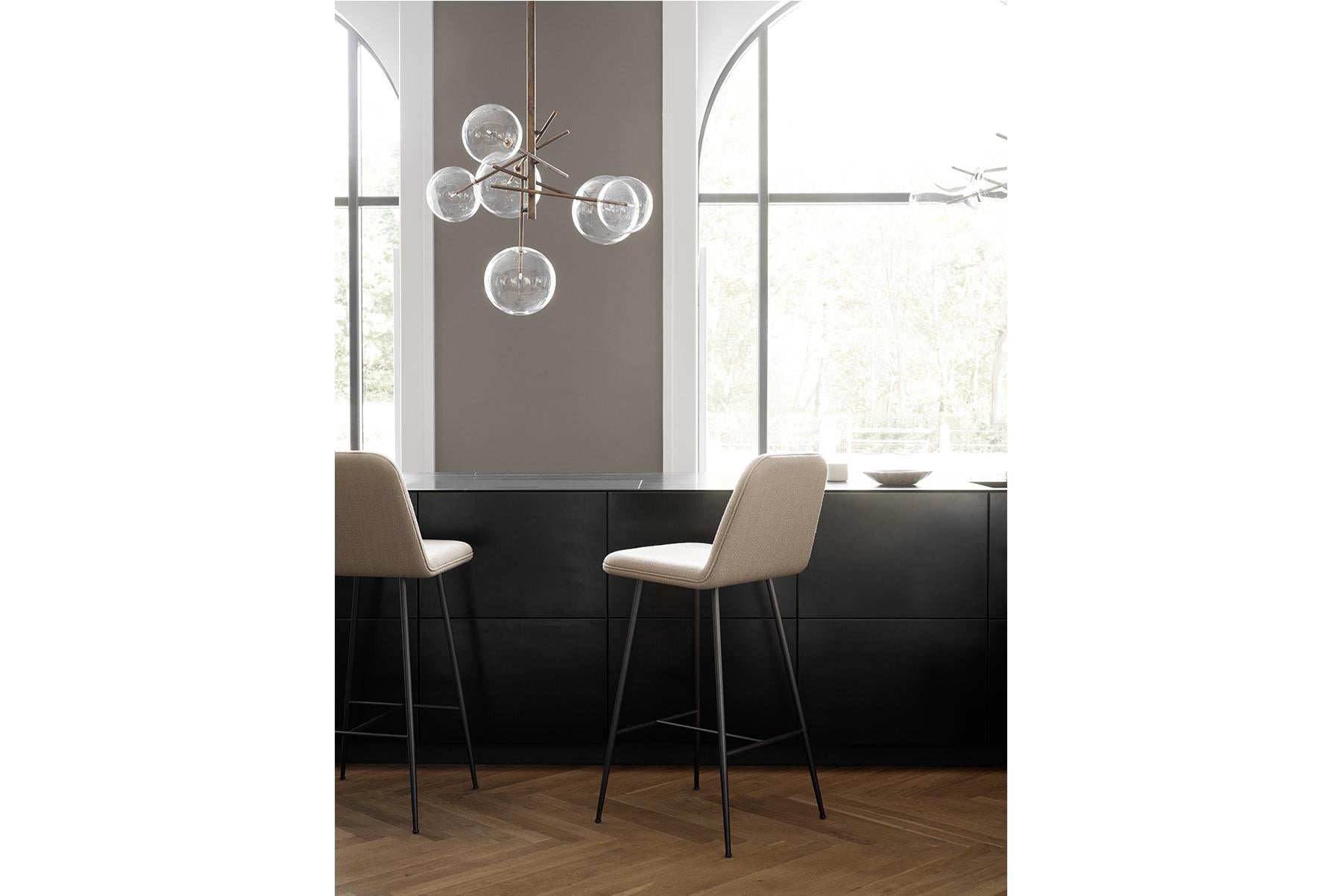 Space Copenhagen spine bar/counter stool (w/ back), metal base a clean and modern visual language characterizes the Spine collection, and this latest addition of a metal base strengthens the stunning expression of the family. The simple lines of the