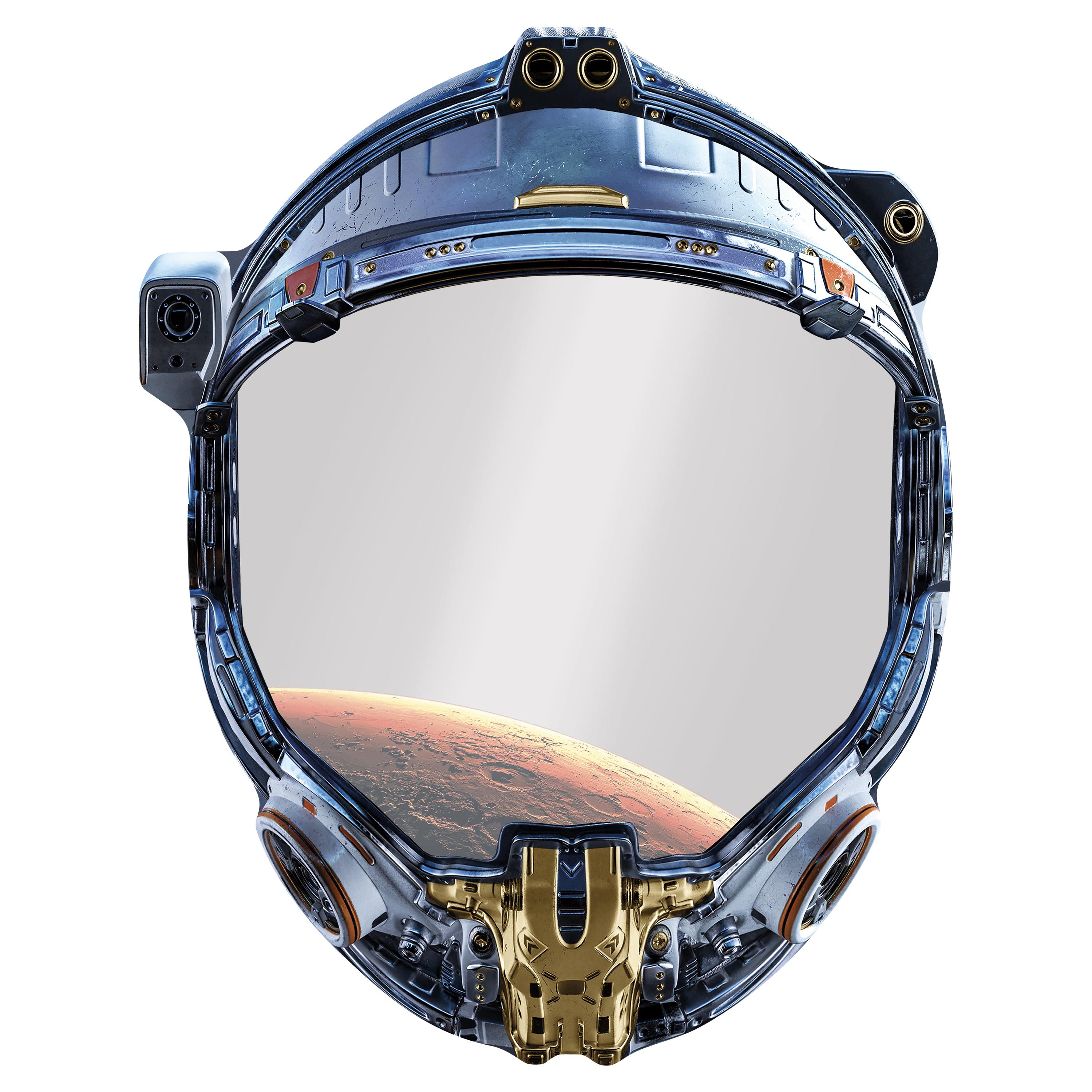 Space Cowboy n°10/30, Contemporary Wall Mirror with Printed Astronaut Helmet