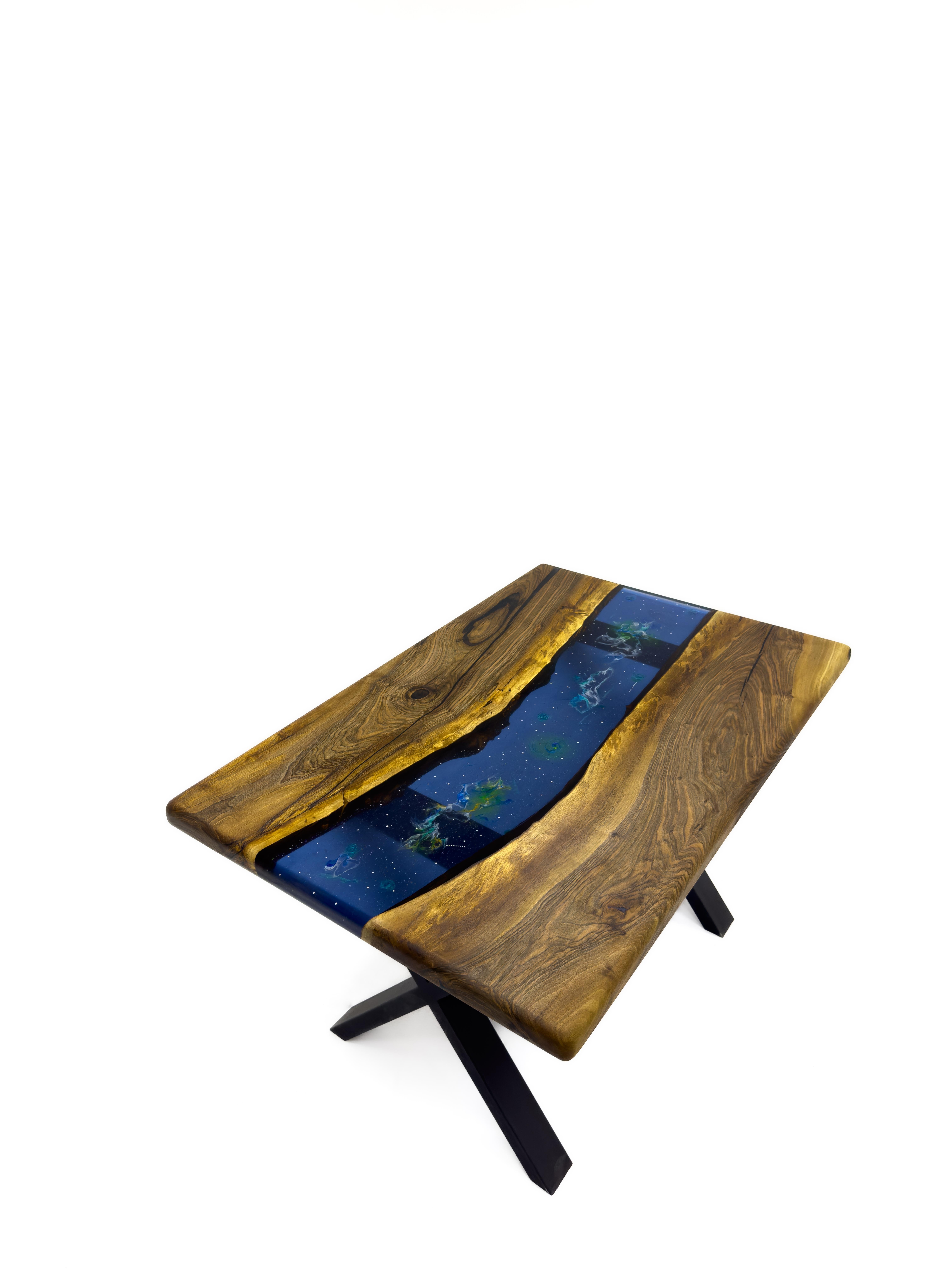 Arts and Crafts Space Design Epoxy Resin Dining Table X Base For Sale