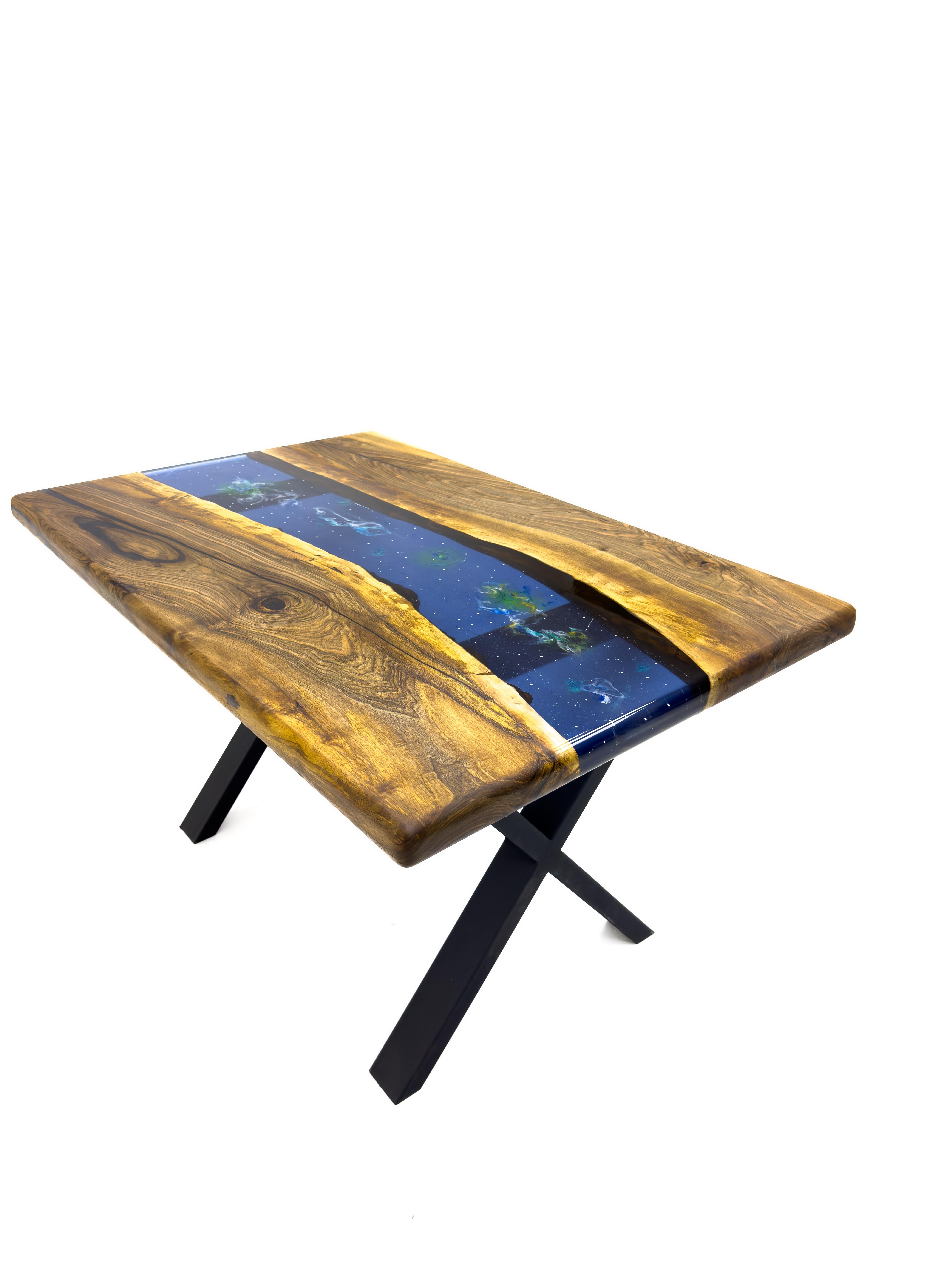 Turkish Space Design Epoxy Resin Dining Table X Base For Sale