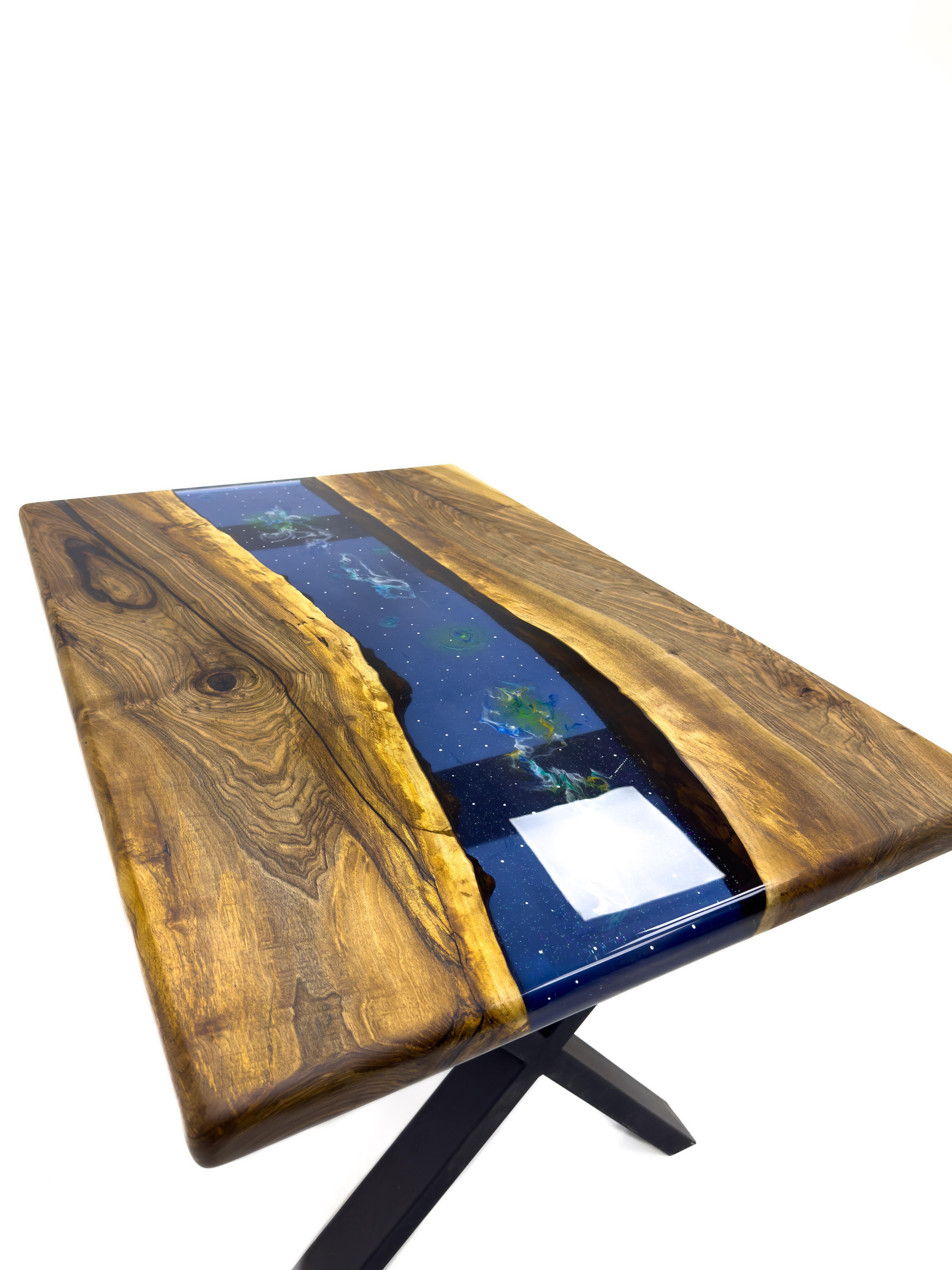 Space Design Epoxy Resin Dining Table X Base For Sale 1