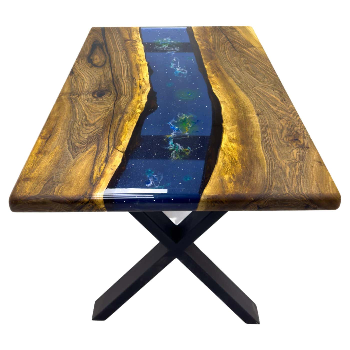 Space Design Epoxy Resin Dining Table X Base For Sale at 1stDibs ...