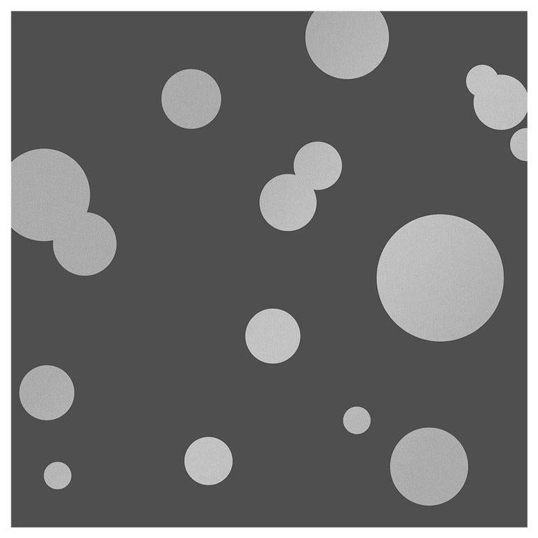 American Space Dots Designer Wallpaper in Thunder 'Metallic Silver on Charcoal' For Sale