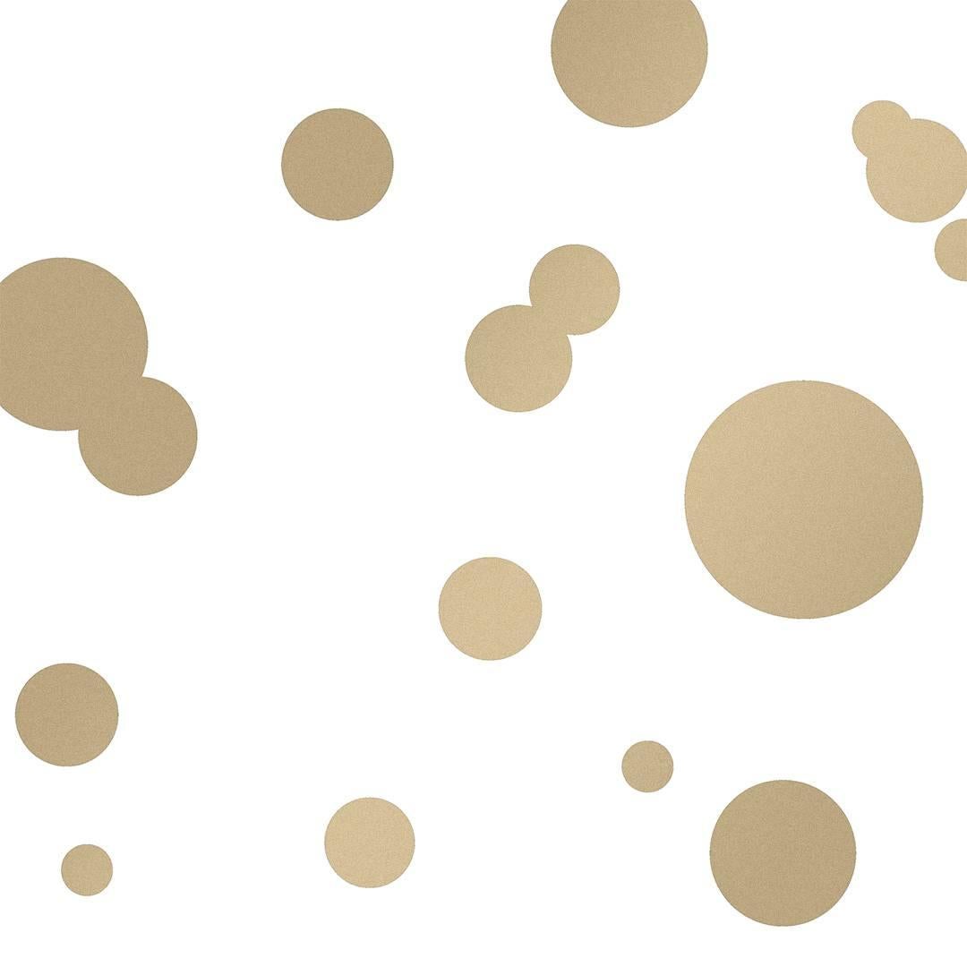 Space Dots Designer Wallpaper in Sphinx 'Metallic Gold on White'