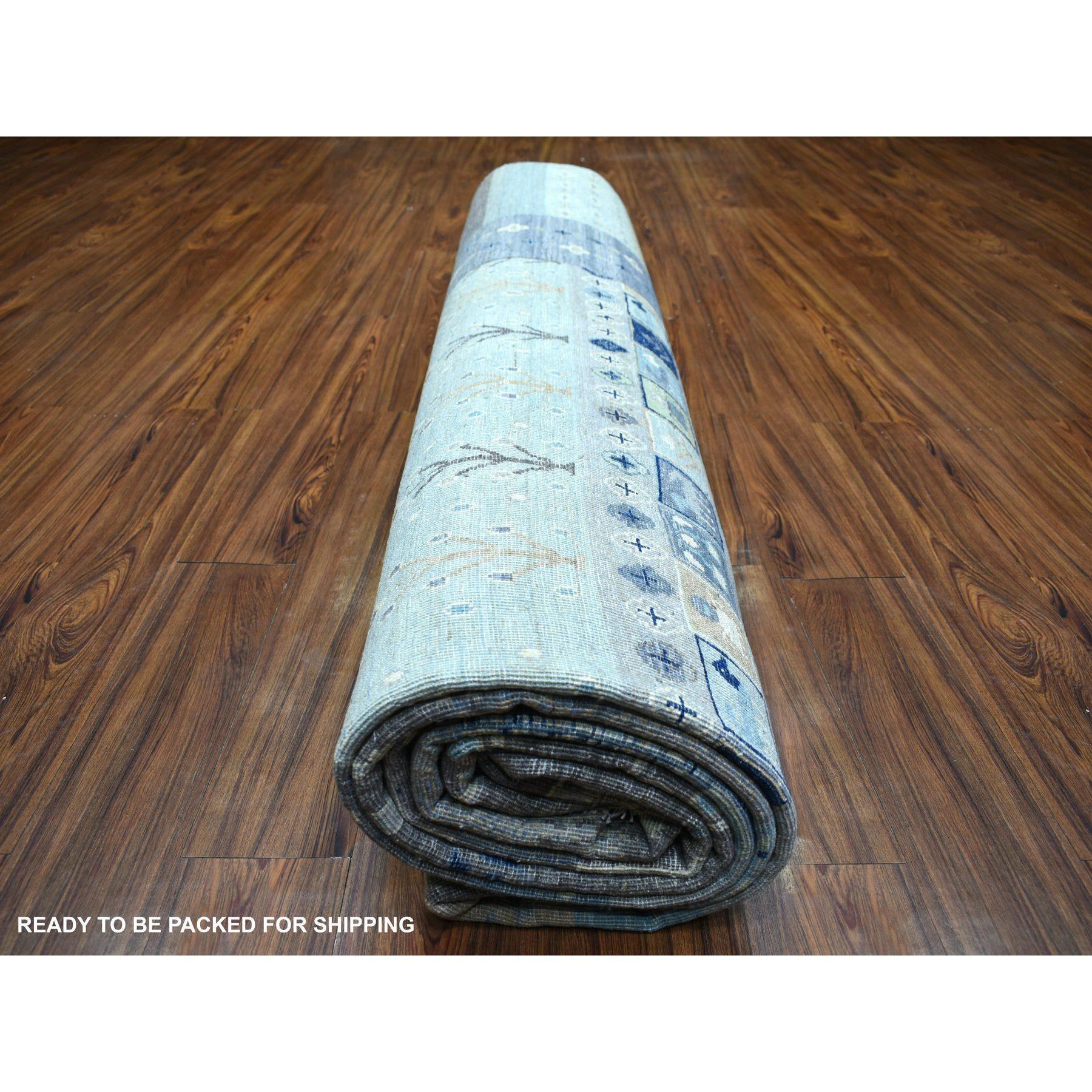 Tapis afghan Kashkuli Gabbeh Design gris spatiale noué à la main 10' x 13'8
