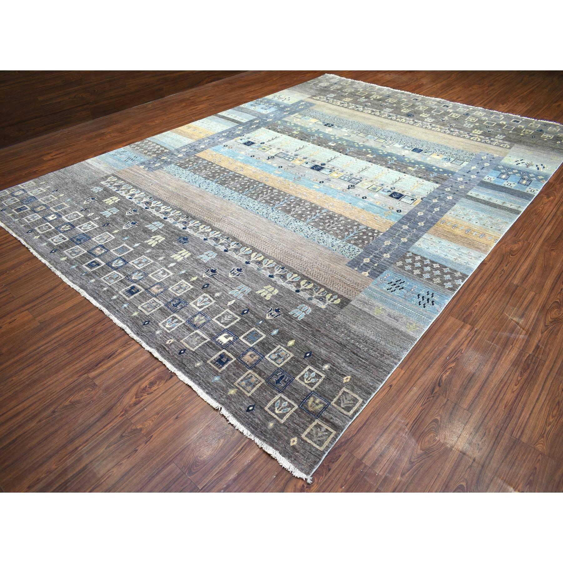 Afghan Tapis afghan Kashkuli Gabbeh Design gris spatiale noué à la main 10' x 13'8