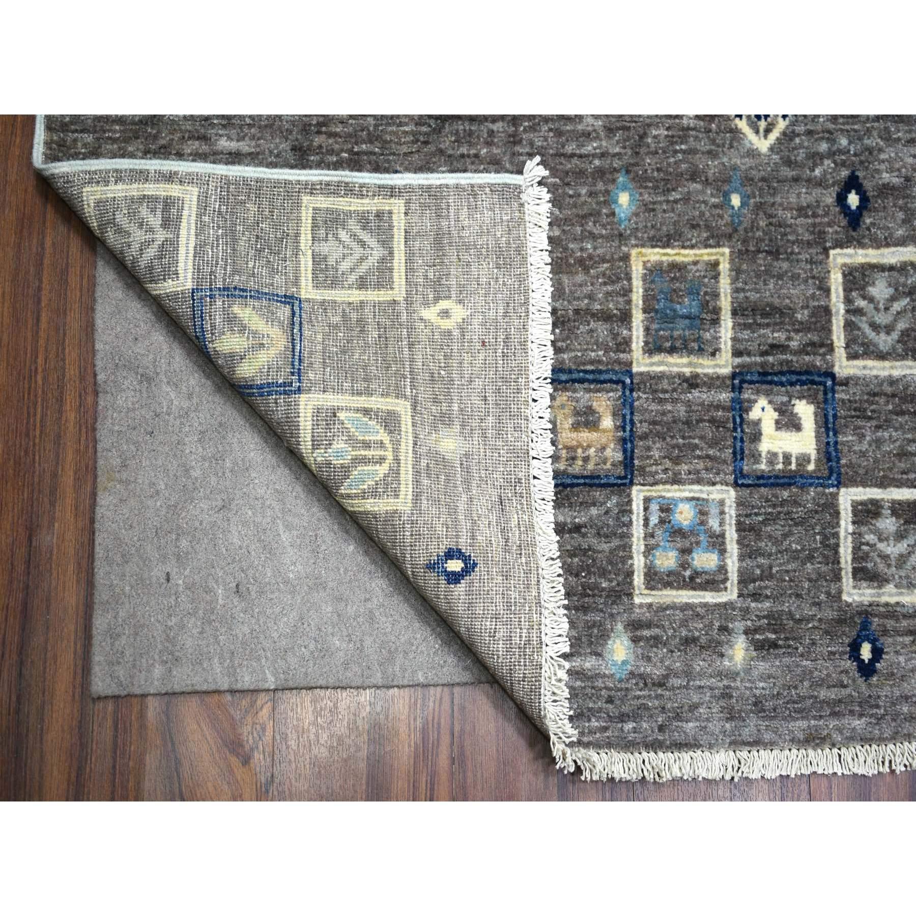 Noué à la main Tapis afghan Kashkuli Gabbeh Design gris spatiale noué à la main 10' x 13'8
