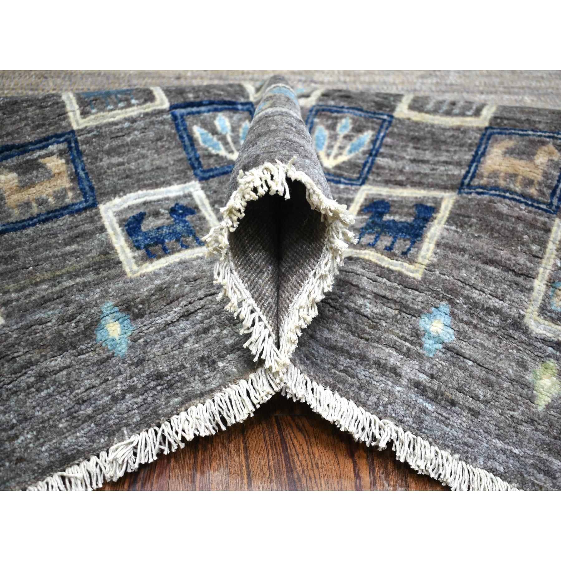 Tapis afghan Kashkuli Gabbeh Design gris spatiale noué à la main 10' x 13'8