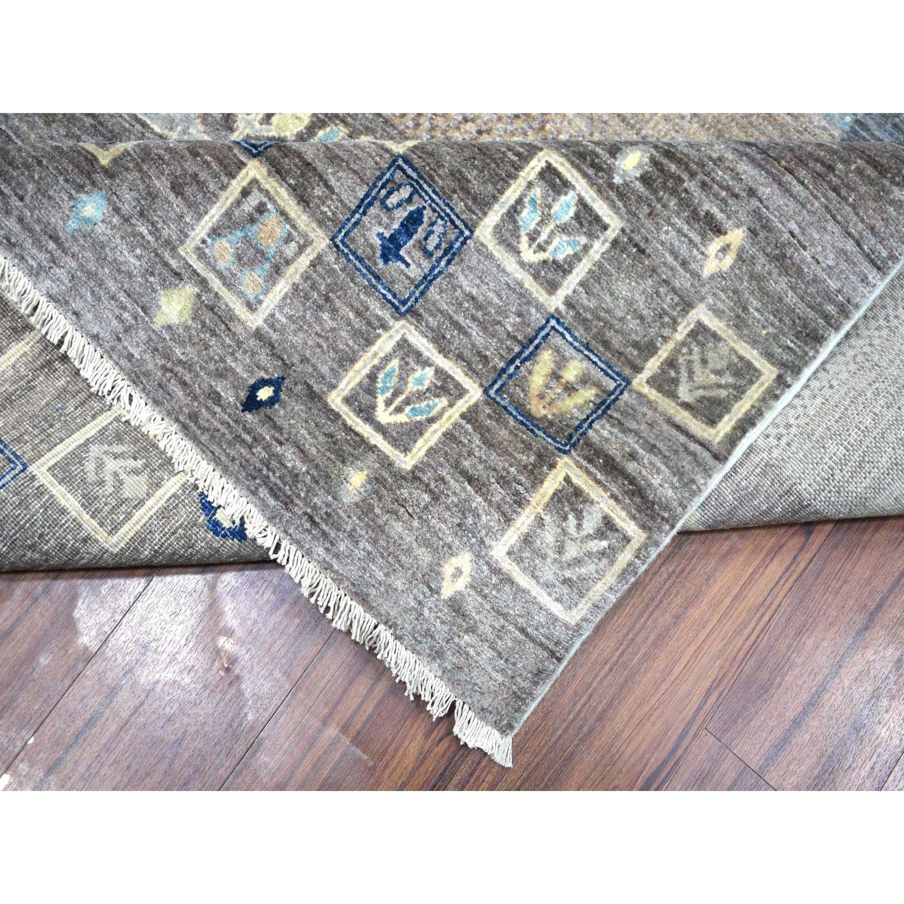 XXIe siècle et contemporain Tapis afghan Kashkuli Gabbeh Design gris spatiale noué à la main 10' x 13'8