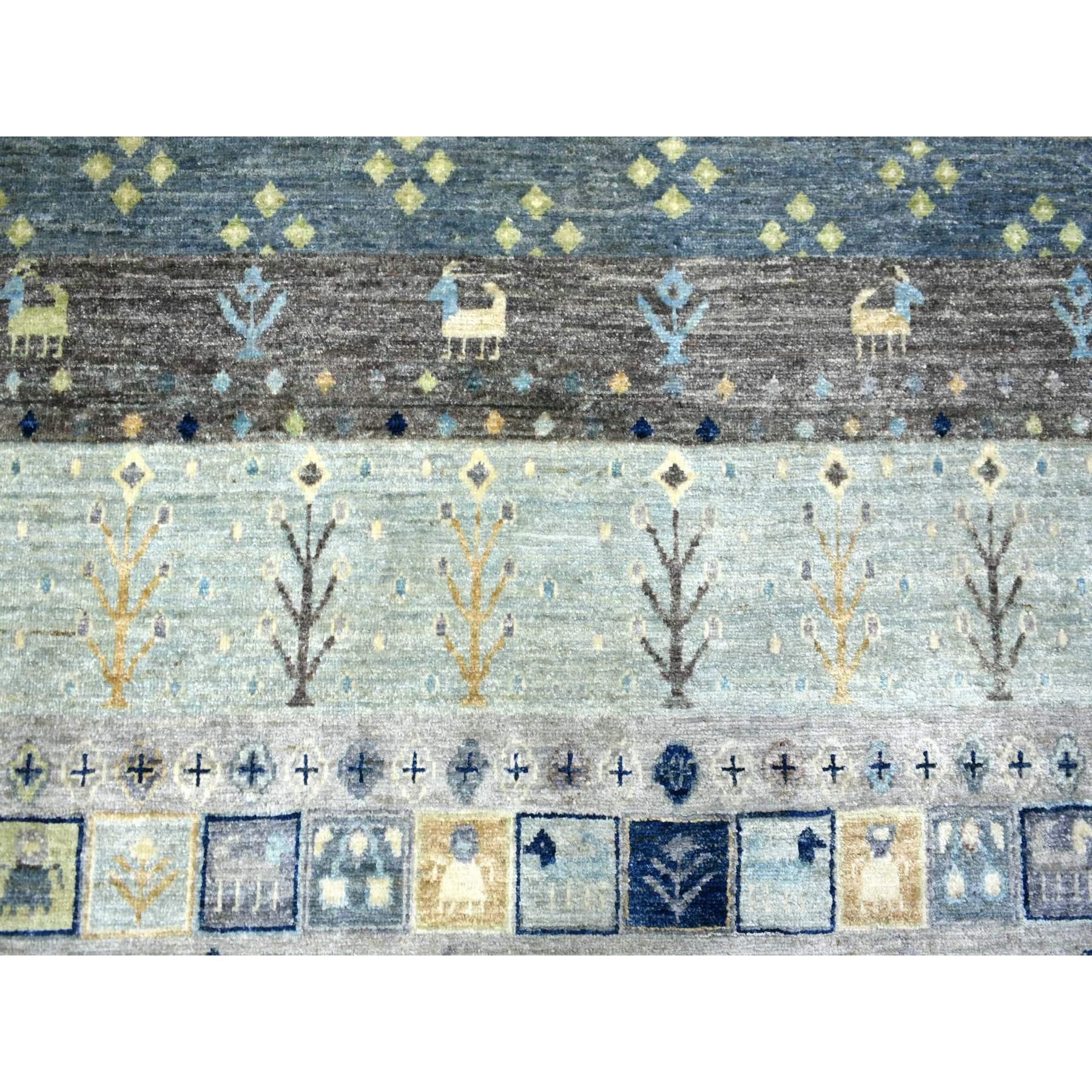 Tapis afghan Kashkuli Gabbeh Design gris spatiale noué à la main 10' x 13'8