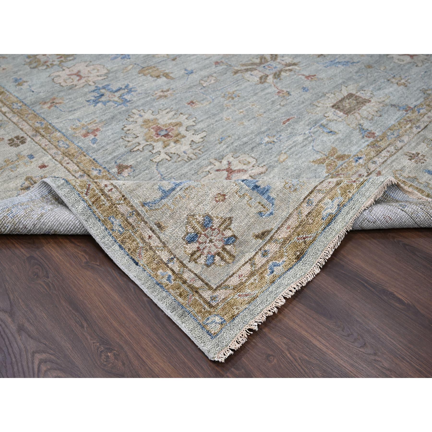 XXIe siècle et contemporain Tapis surdimensionné en laine douce gris espace noué à la main Oushak Design 12'0