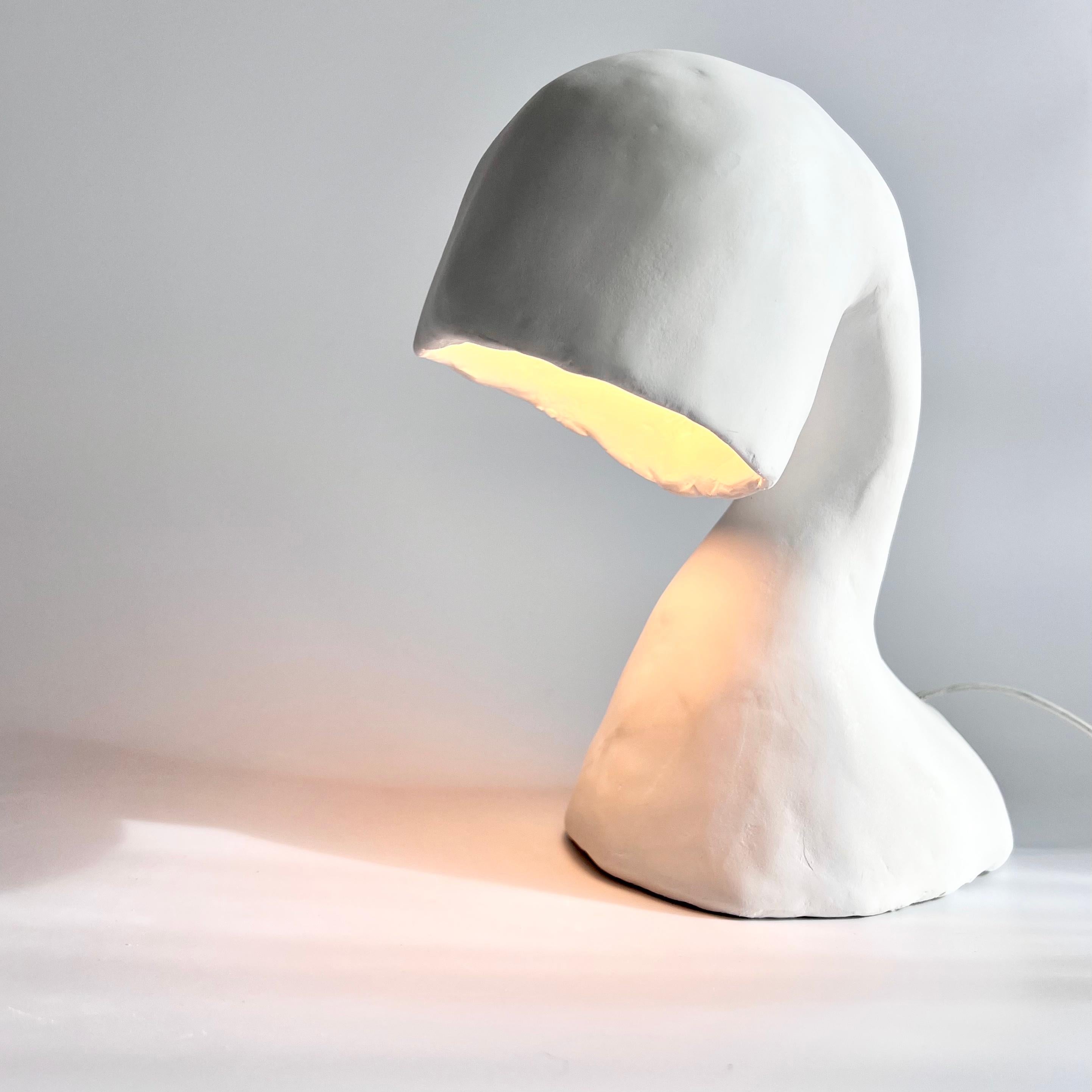 Space Invader Line by Studio Chora, Handmade Table Lamp, Lime Plaster, In Stock For Sale 3