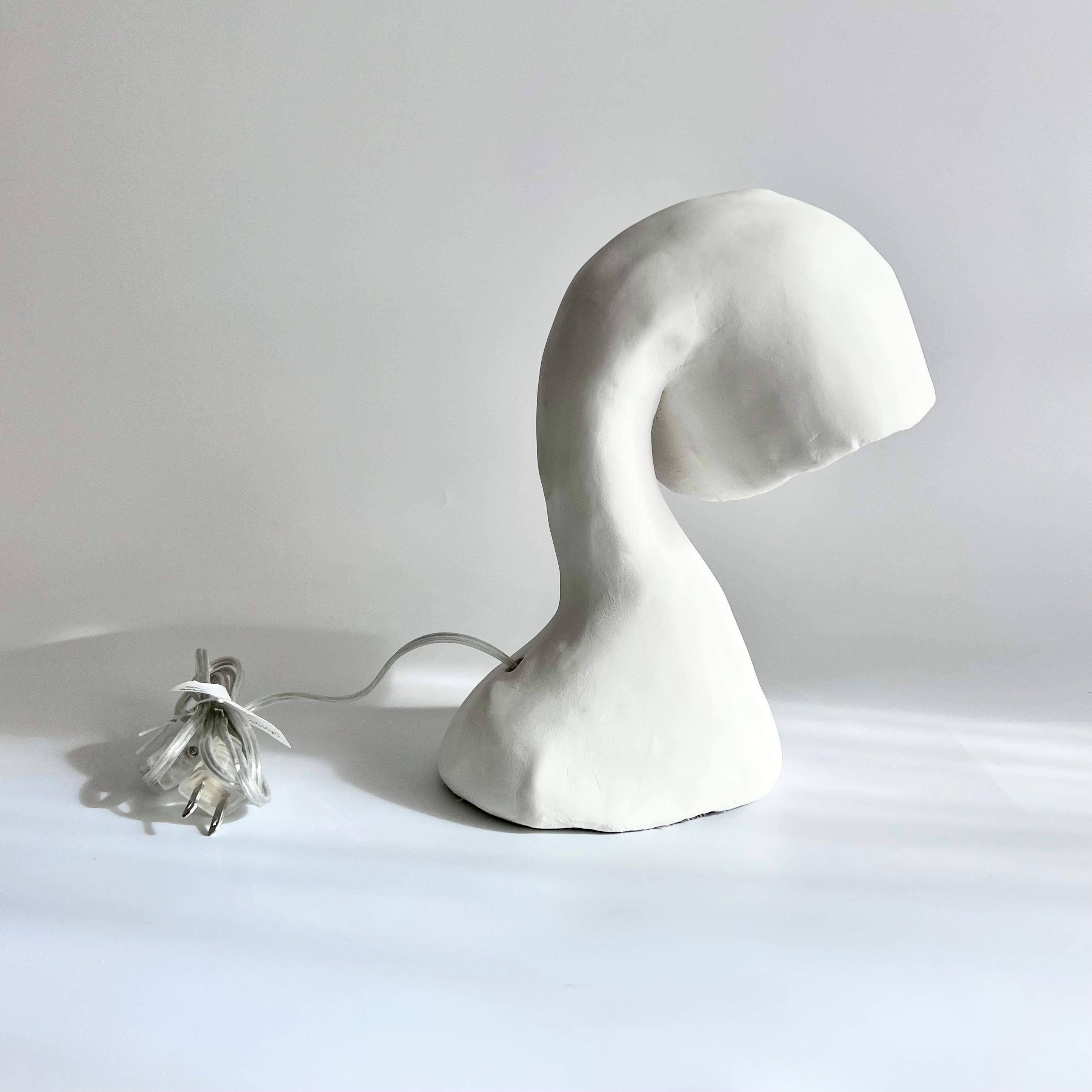 Carved Space Invader Line by Studio Chora, Handmade Table Lamp, Lime Plaster, In Stock For Sale