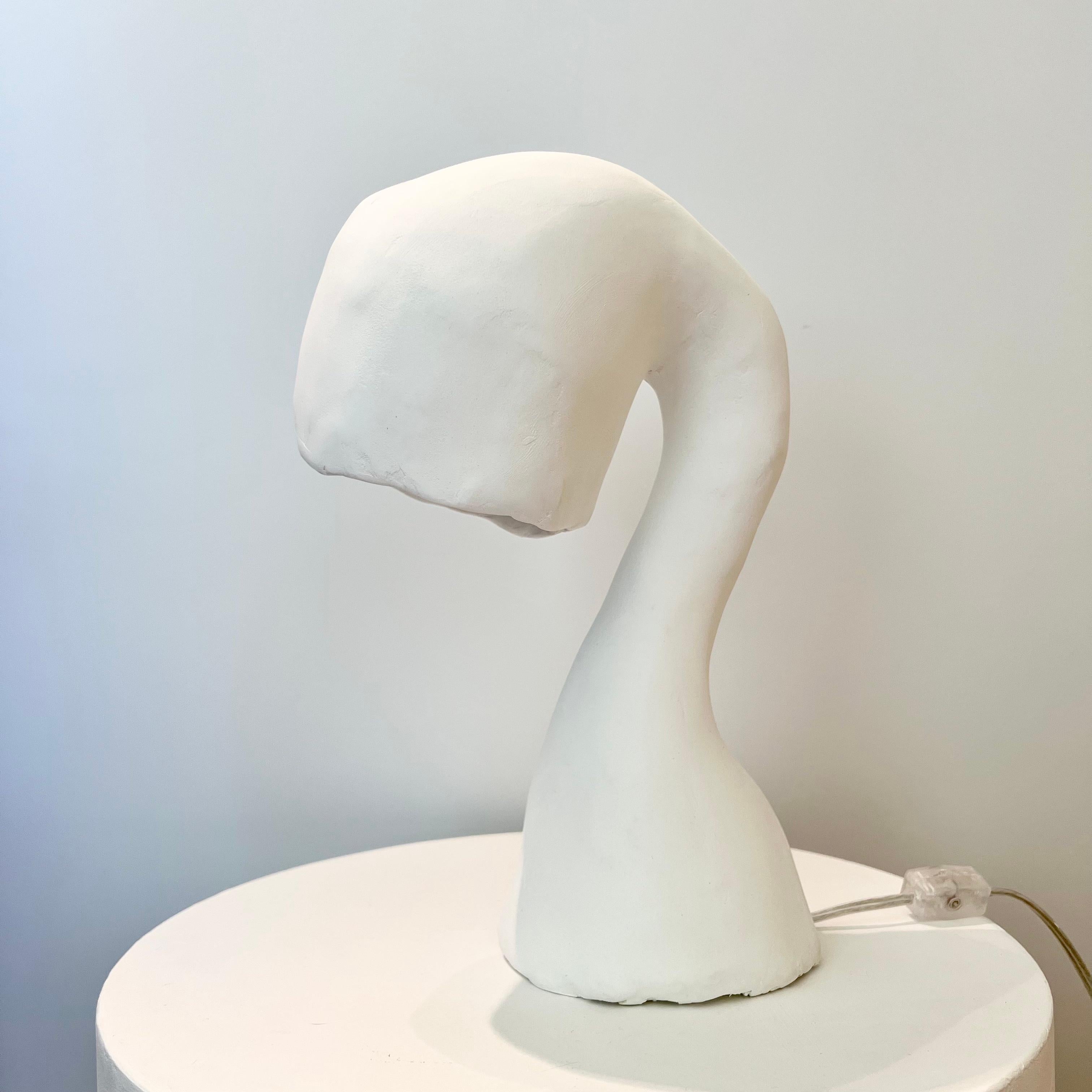 Plaster Space Invader Line by Studio Chora, Table Lamp, White Limestone, In Stock For Sale
