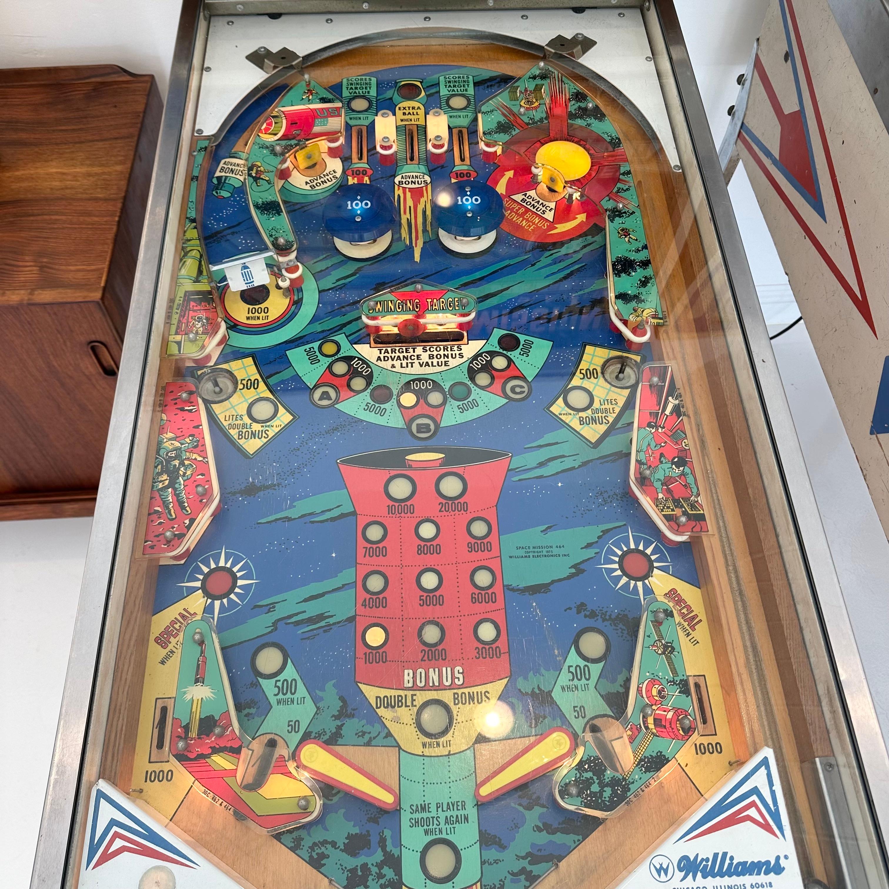 Hand-Painted Space Mission Pinball Arcade Game, 1976 USA For Sale