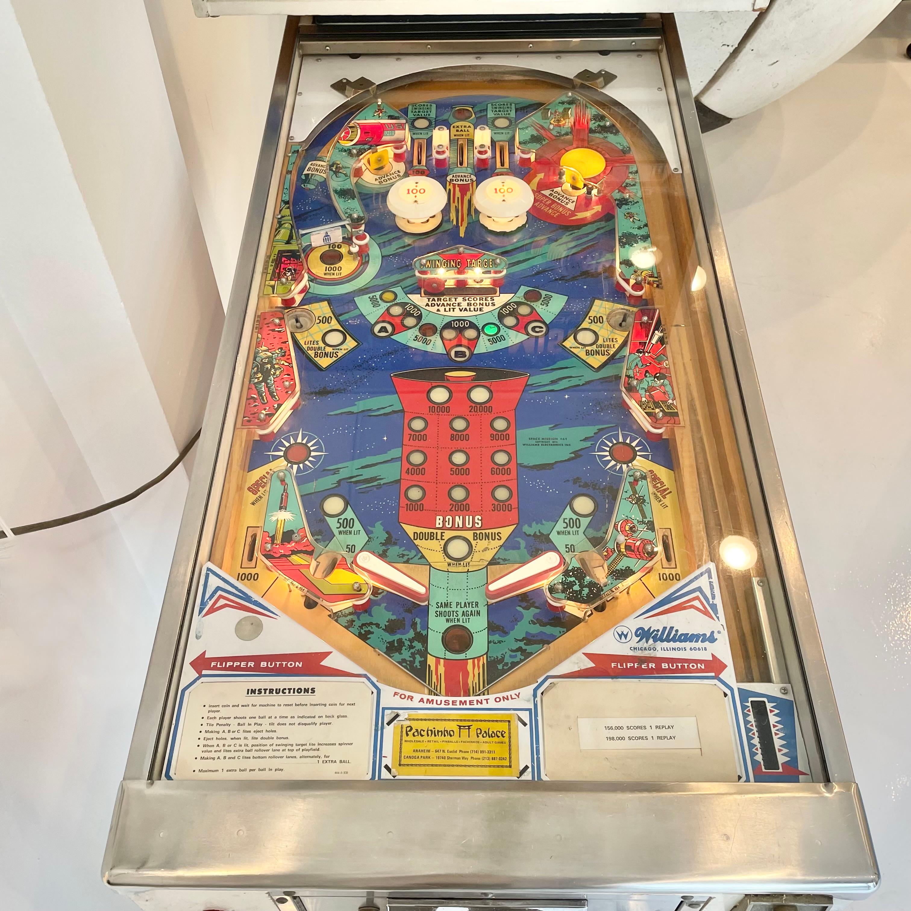 American Space Mission Pinball Arcade Game, 1976 USA