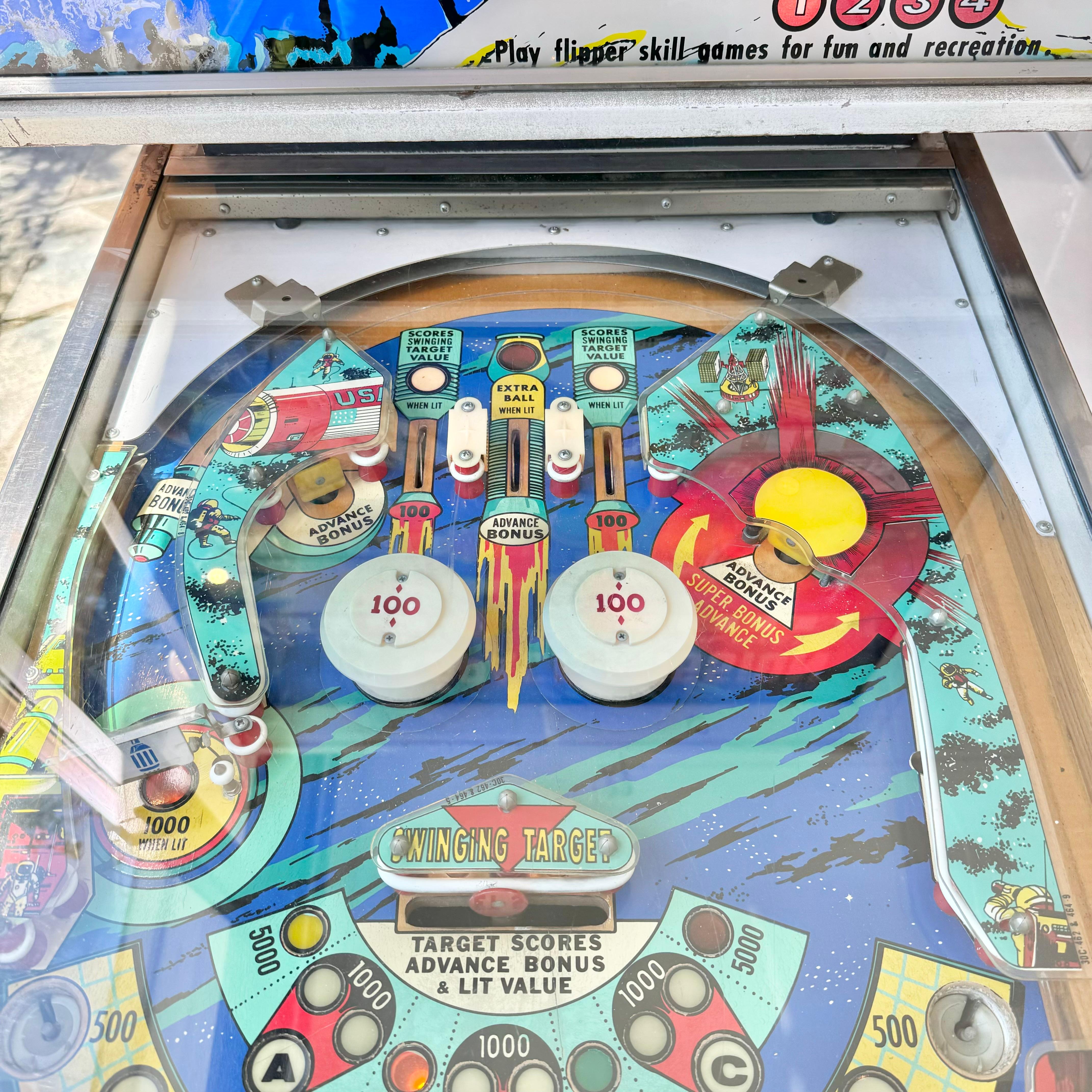 Hand-Painted Space Mission Pinball Arcade Game, 1976 USA