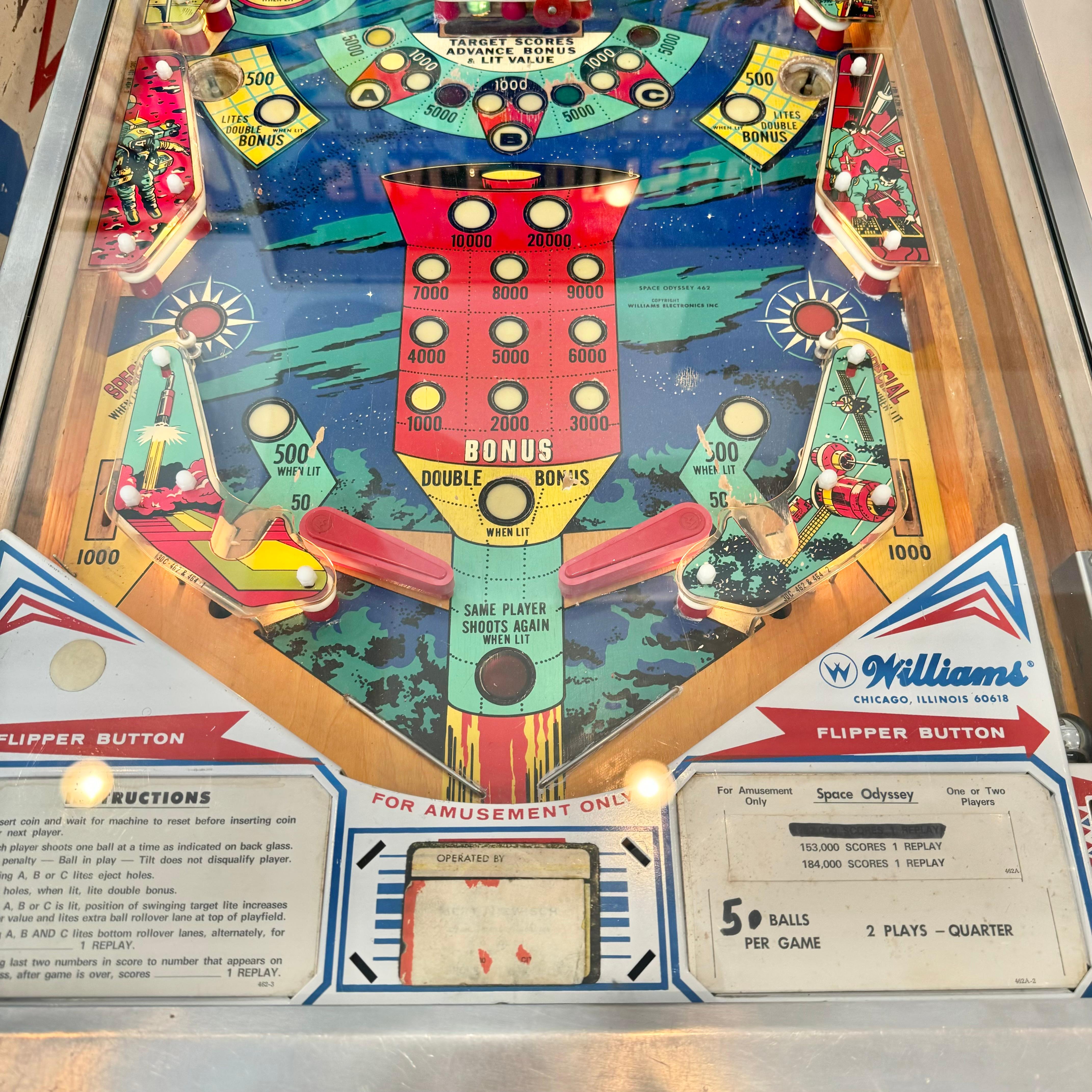 Metal Space Odyssey Pinball Arcade Game, 1976 USA