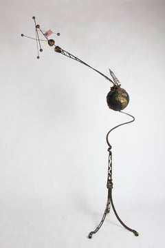 Space Race Moon Landing July 20, 1969 Apollo 11 Large Brutalist Steel Sculpture