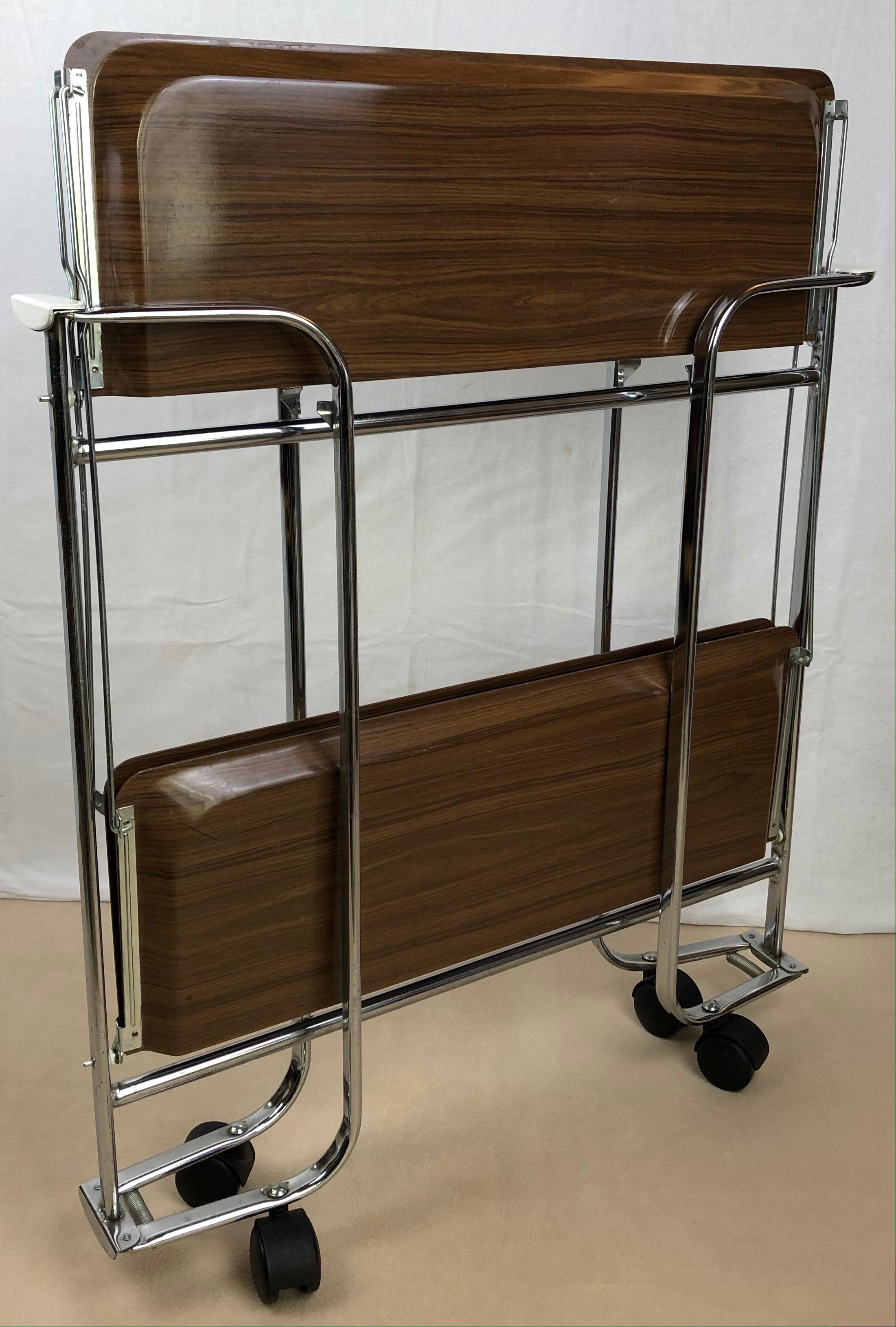 Mid-Century Modern Space Saving Mid-Century French Folding Bar Cart by La Maison Dinett