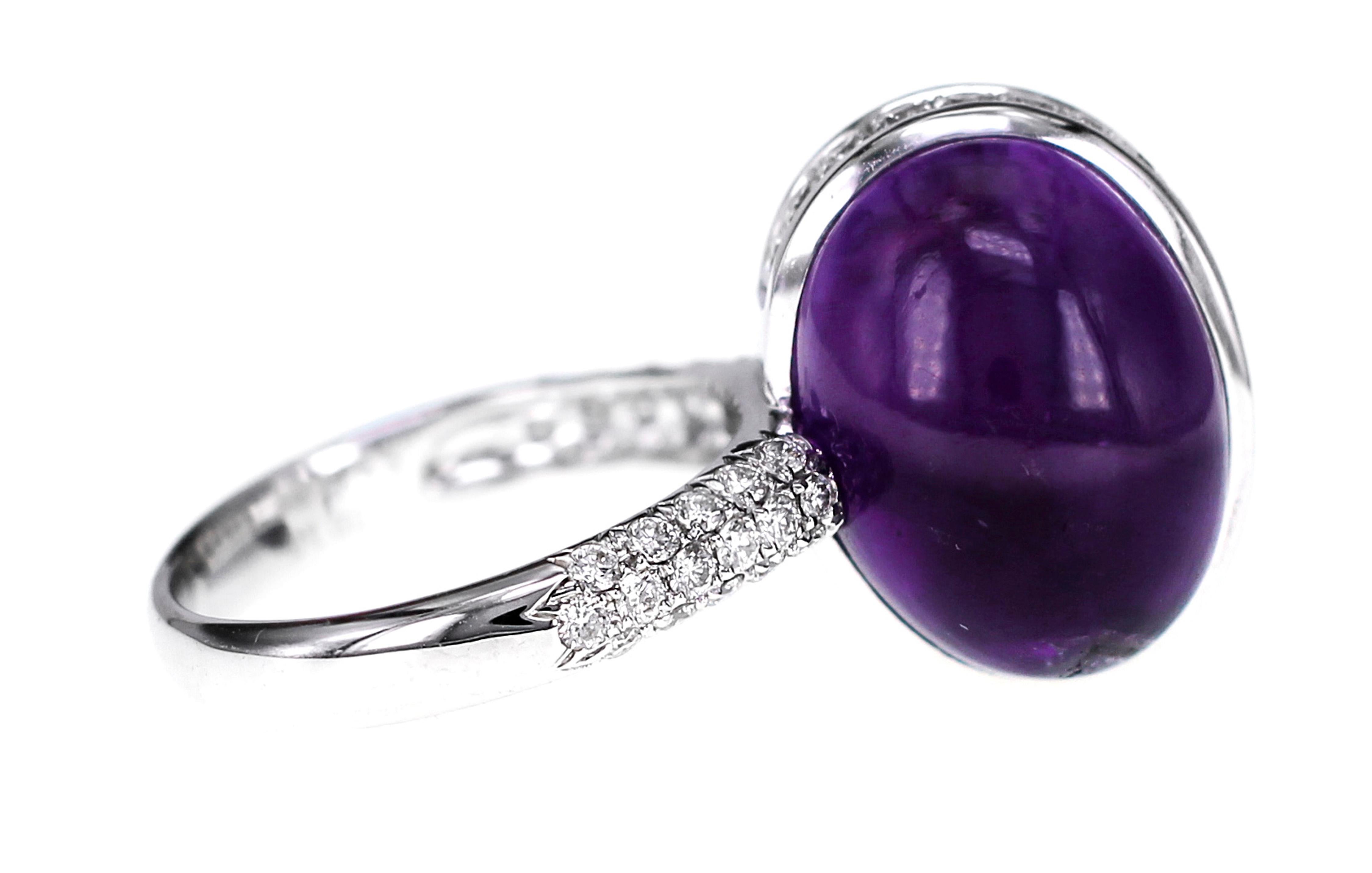 Art Nouveau Space Ship Inspired 21.45 Carat Amethyst and Diamond Ring