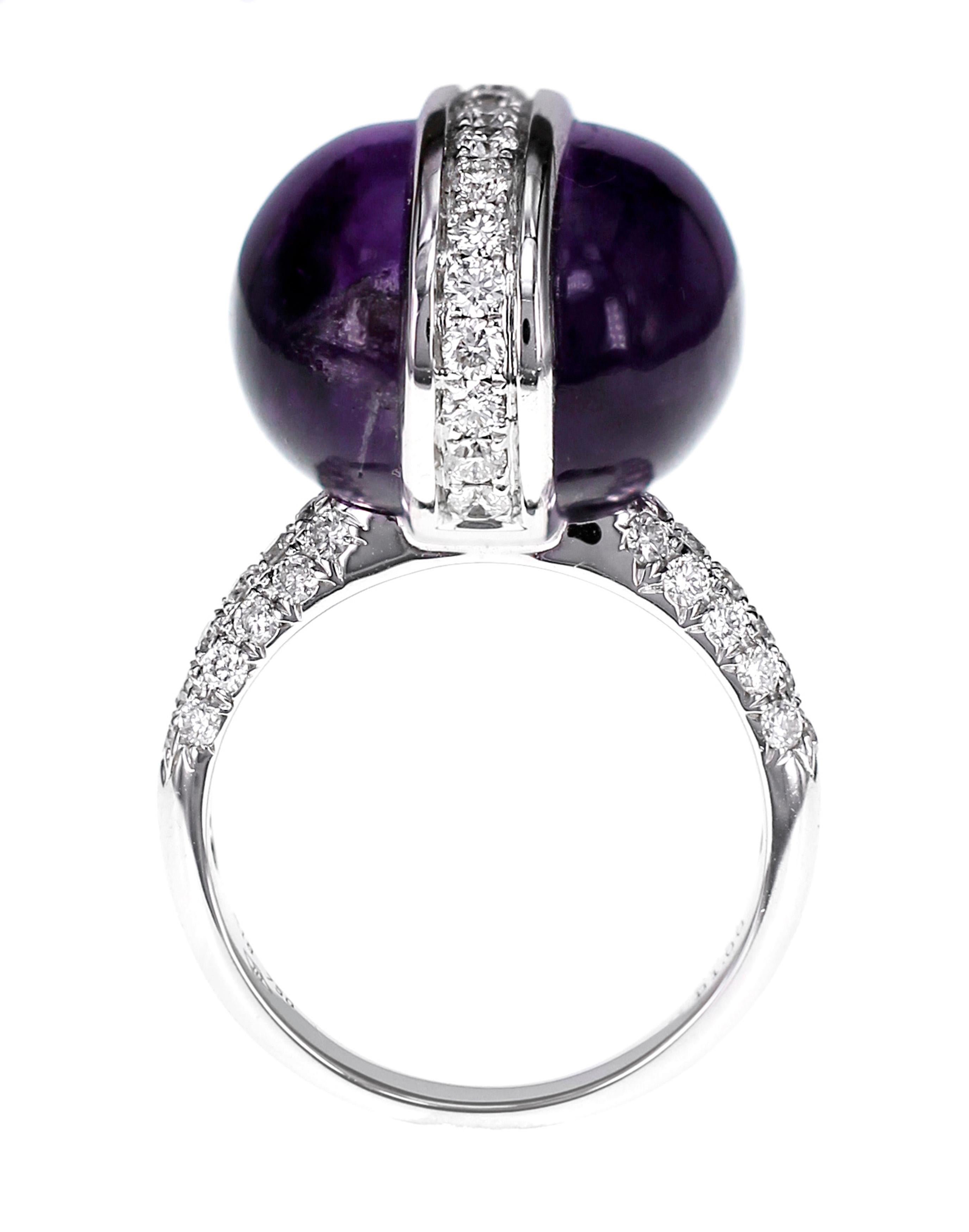 Space Ship Inspired 21.45 Carat Amethyst and Diamond Ring In New Condition In Hung Hom, HK
