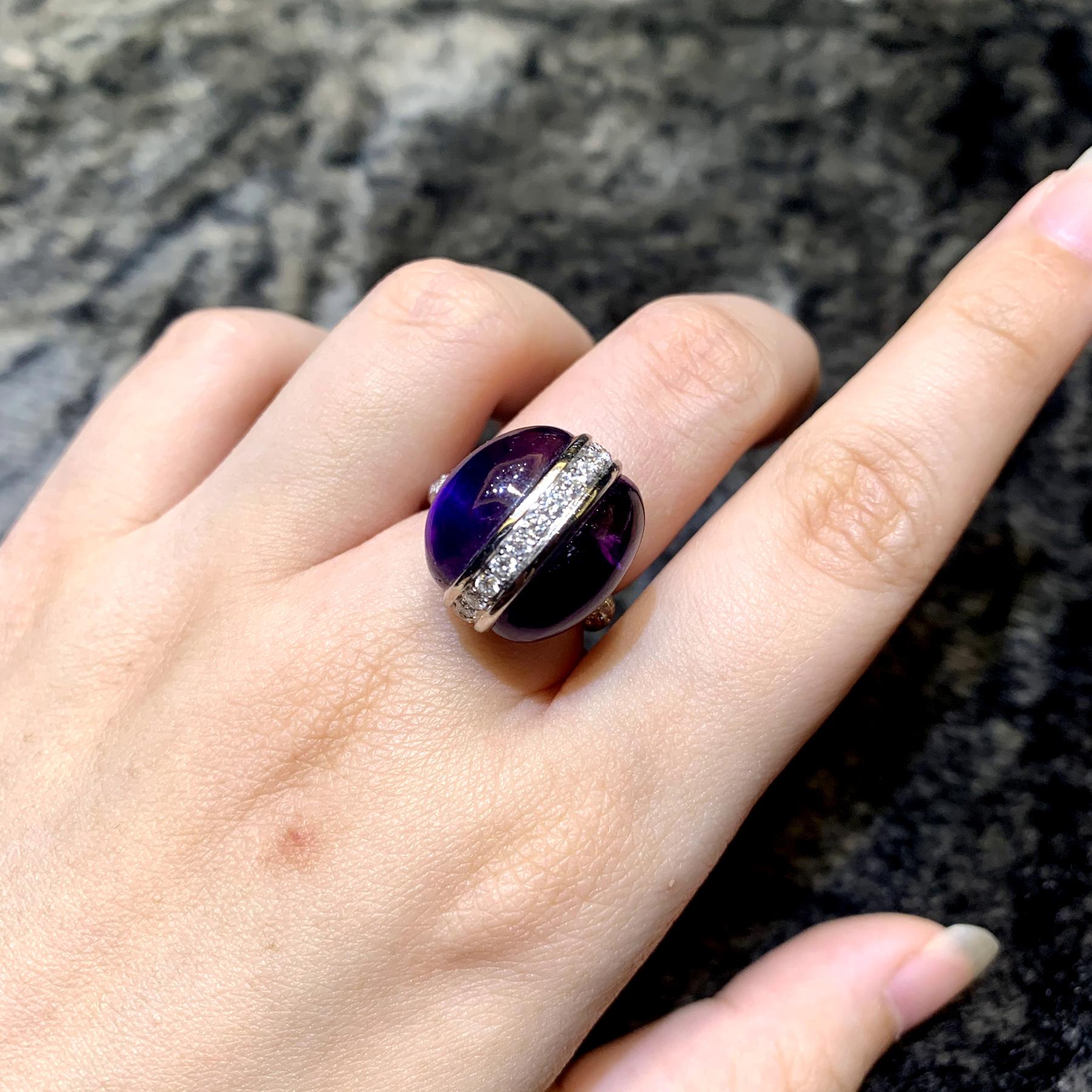 Women's or Men's Space Ship Inspired 21.45 Carat Amethyst and Diamond Ring