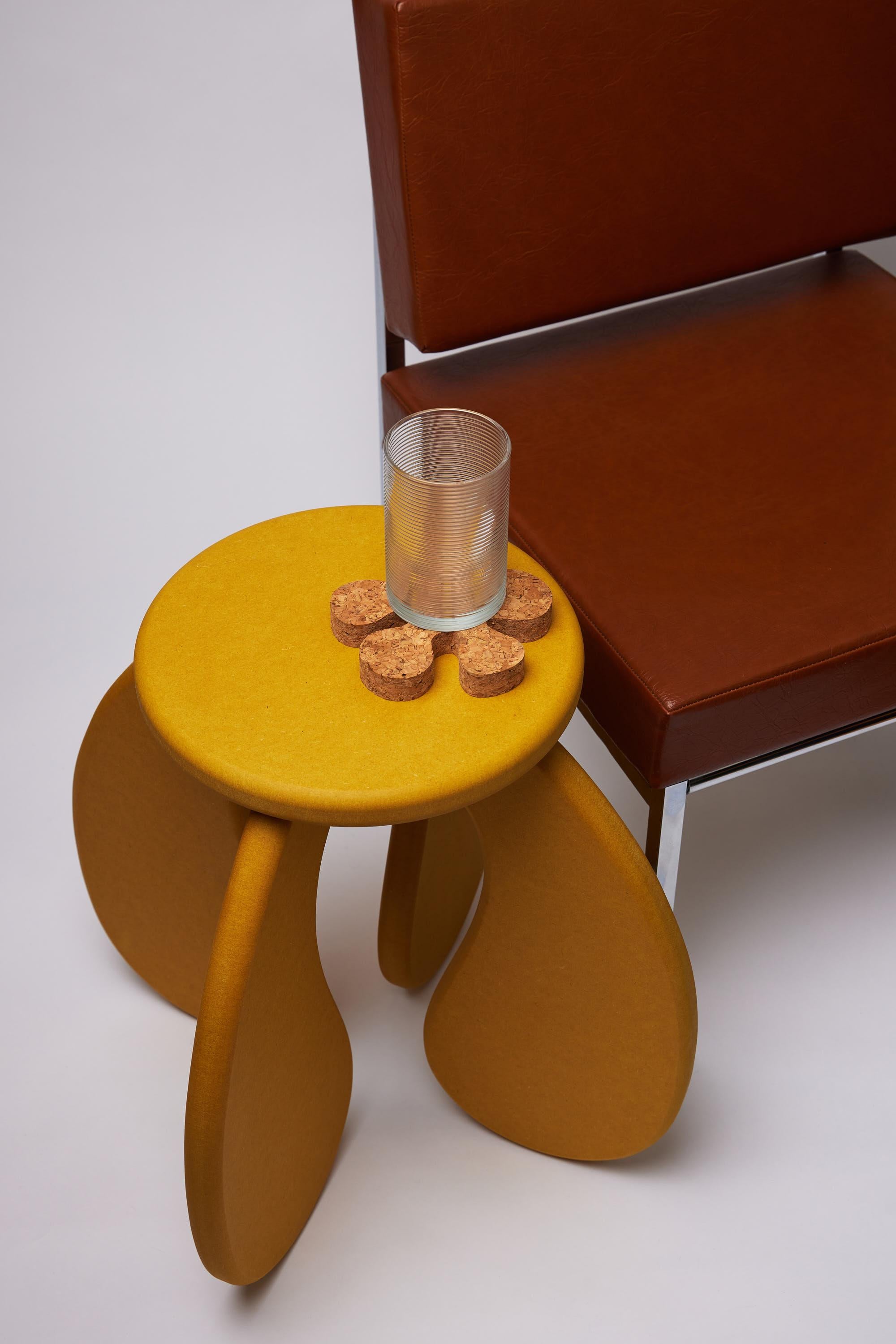 Scrap Wood Space Side Table/Stool in Yellow Valchromat For Sale