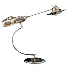 Space Wars. Rocket UFO Desk lamp by Sam Rush in 1950's sci-fi movies style