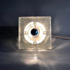 Spaceage Layered Murano Glass Sheets Cube Table Light, Italy, 1970s